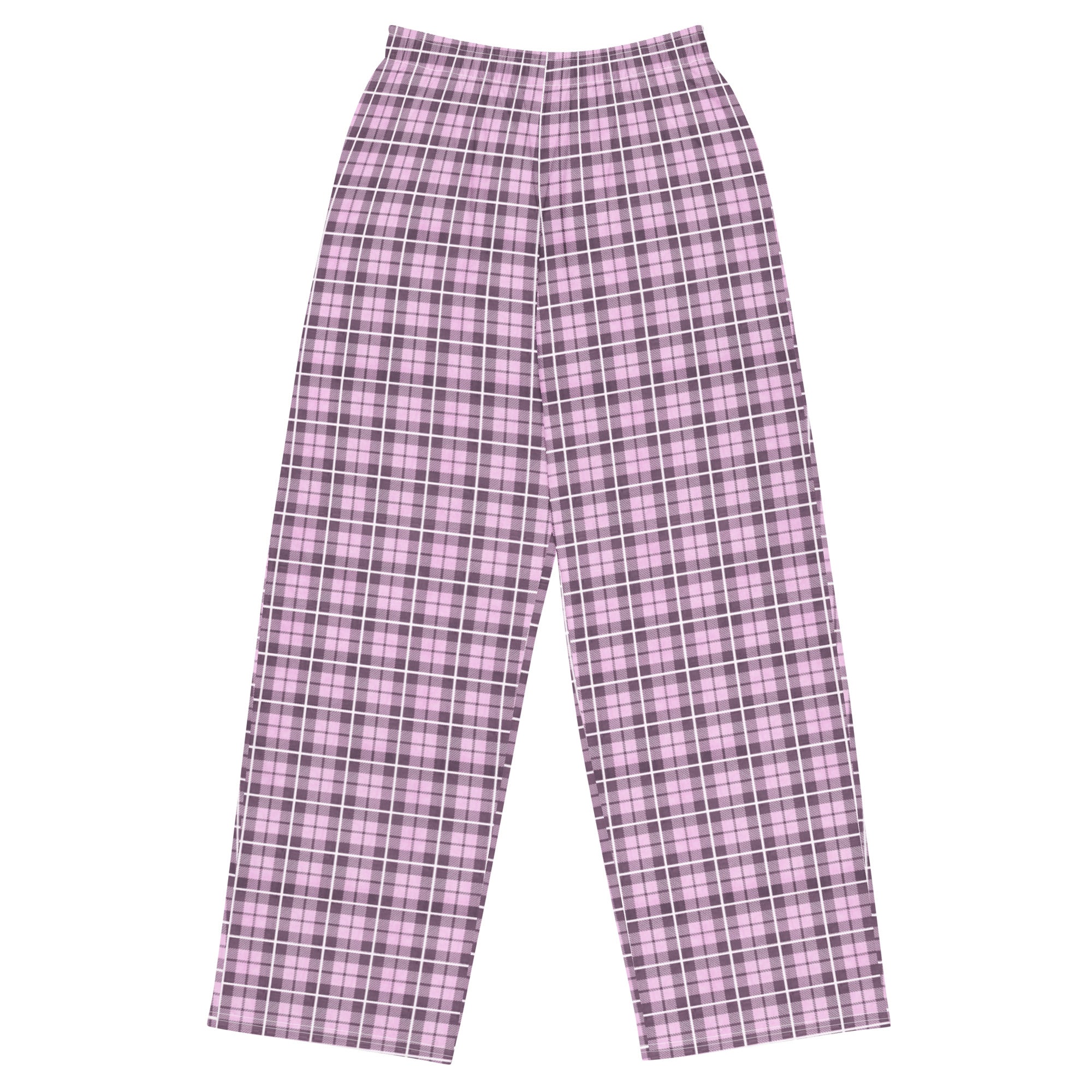 unisex wide leg pants Tartan Pink