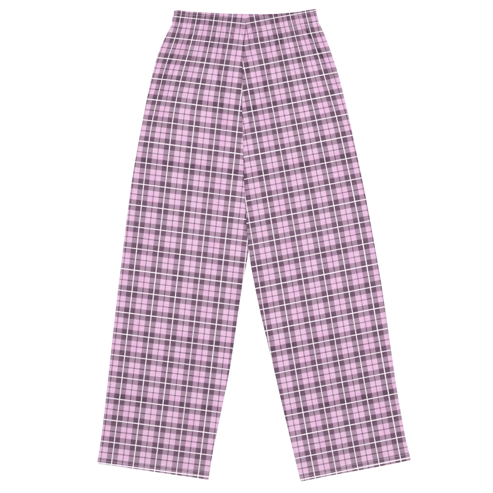 unisex wide leg pants Tartan Pink