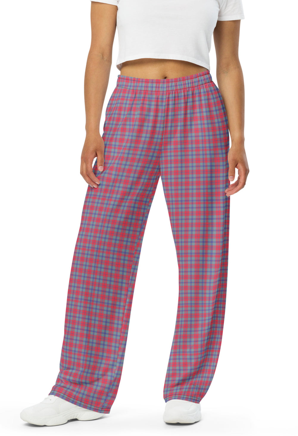 unisex wide leg pants Tartan Red
