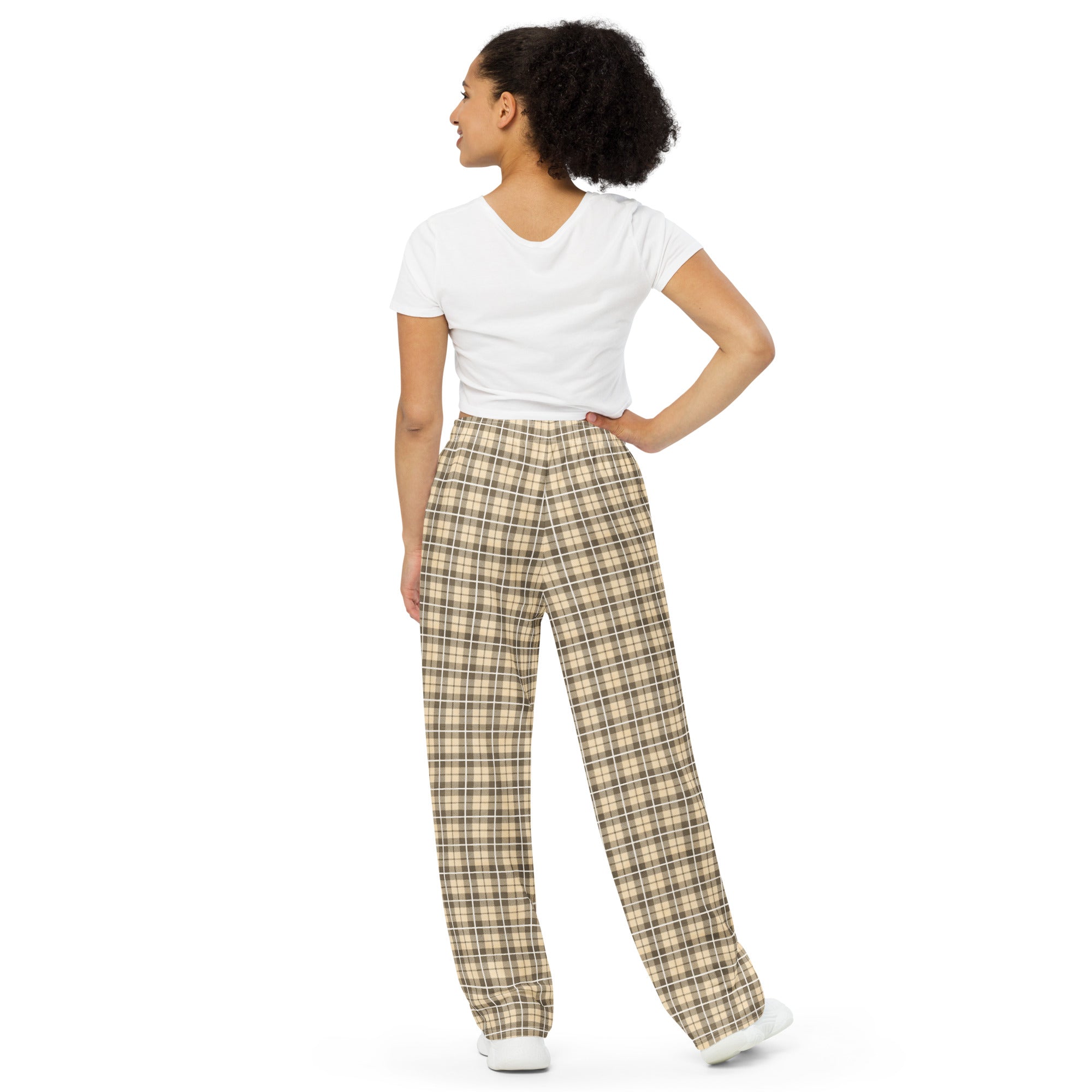 unisex wide leg pants Tartan Yellow