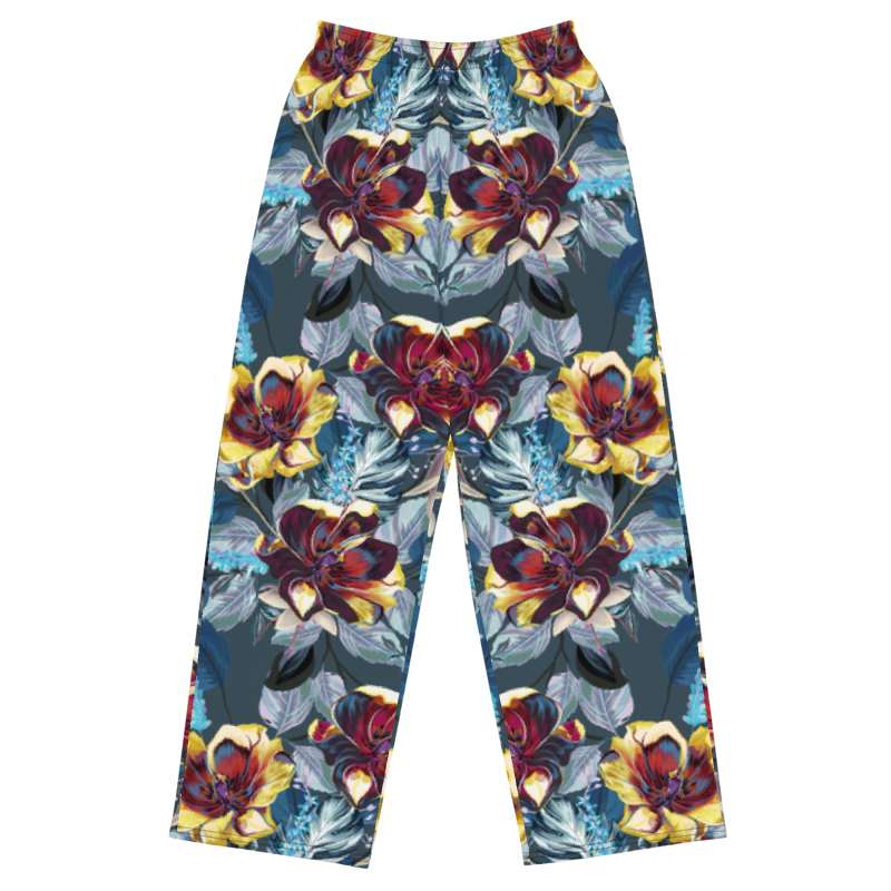unisex wide leg pants tulip flowers