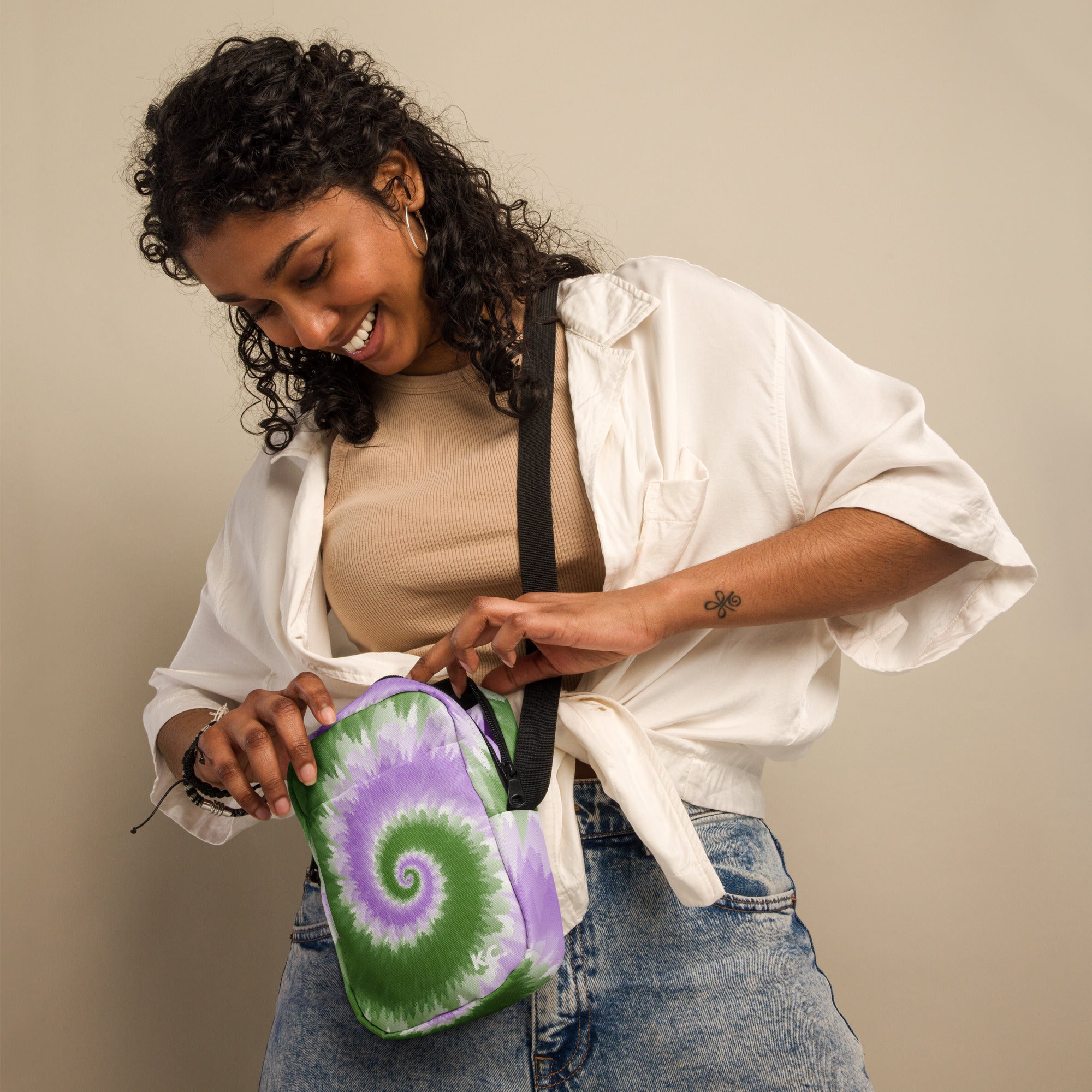 Utility crossbody bag Tie Dye Spiral Genderqueer