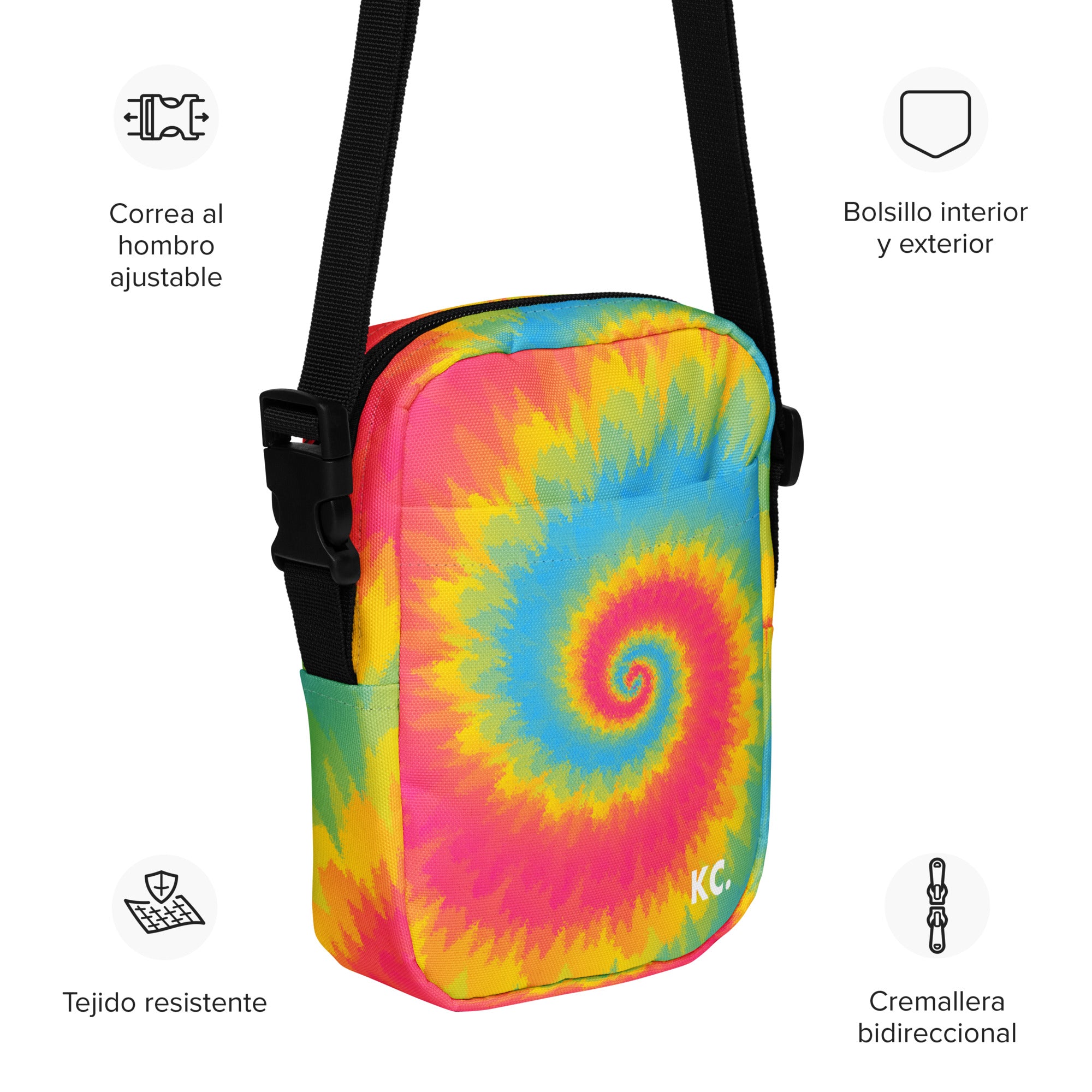Utility crossbody bag Tie Dye Spiral Pansexual