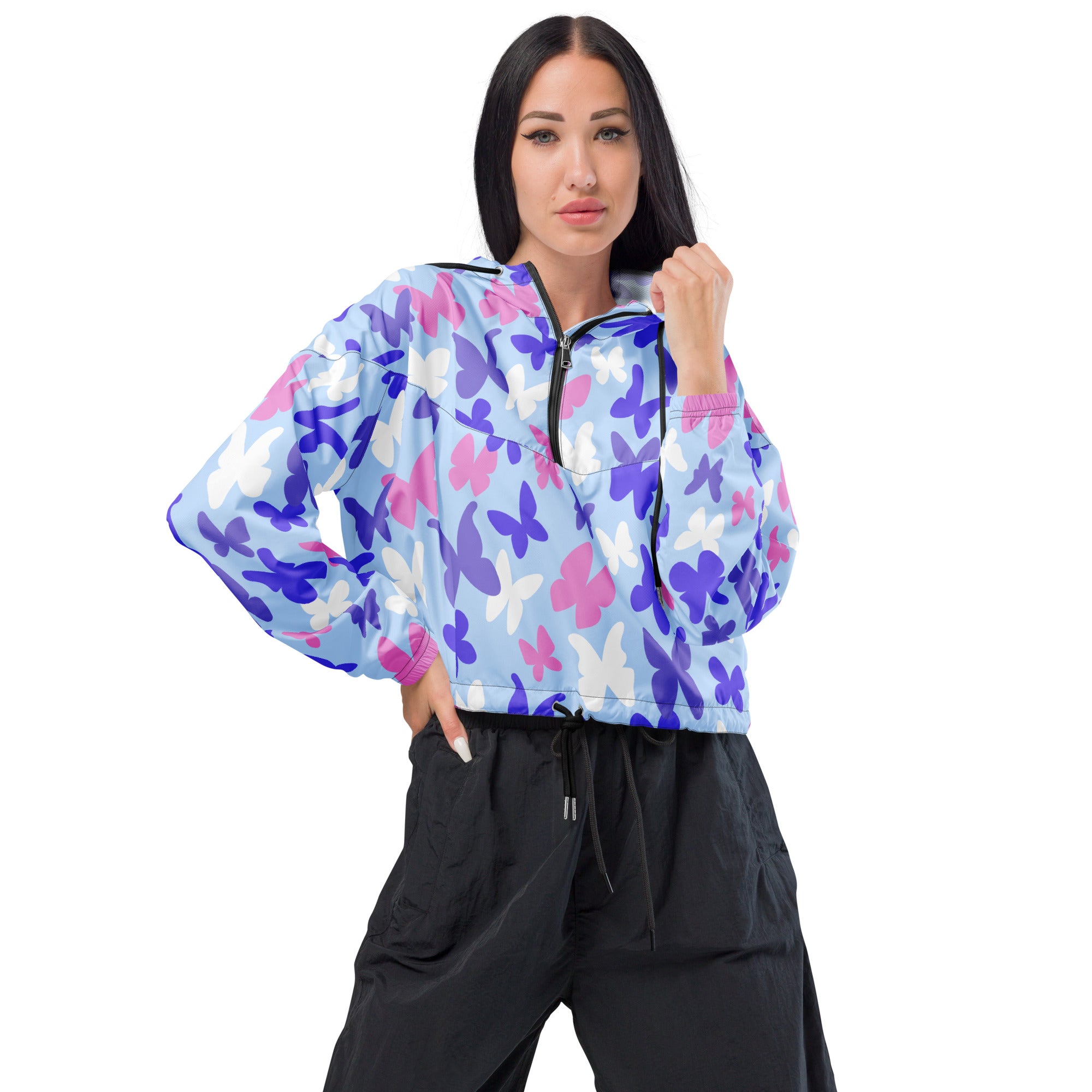 Women’s cropped windbreaker Butterflies