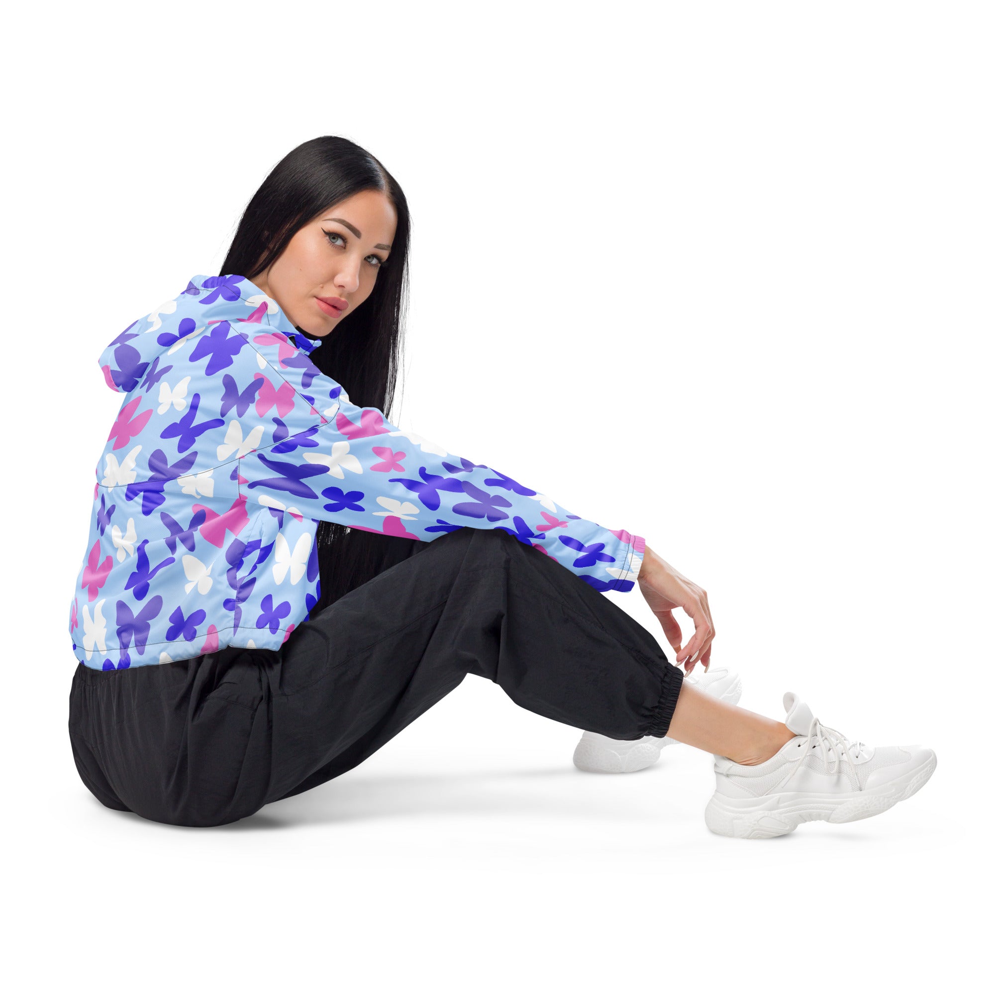 Women’s cropped windbreaker Butterflies