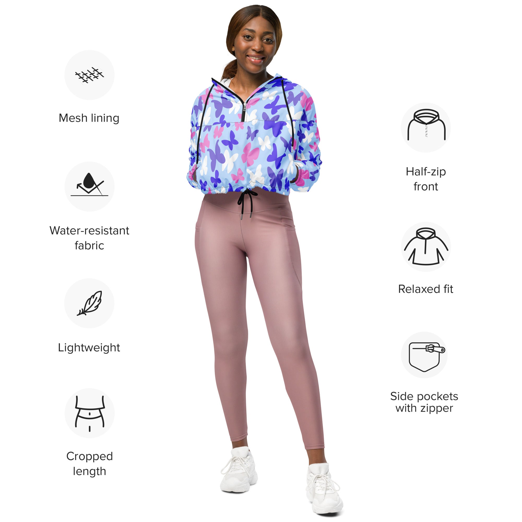 Women’s cropped windbreaker Butterflies