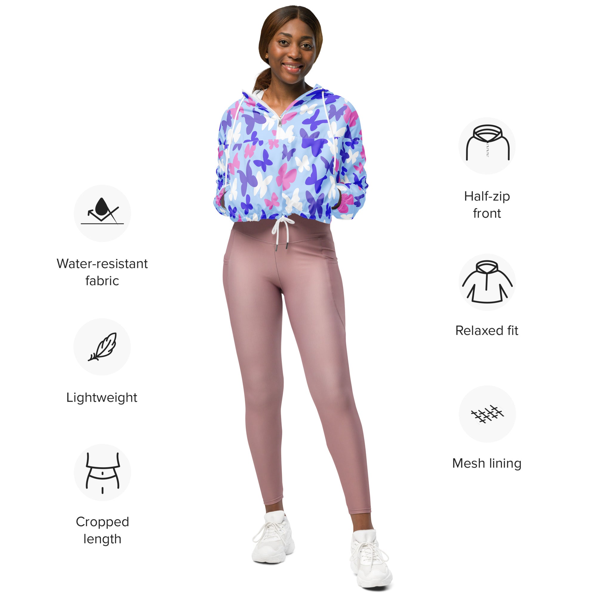 Women’s cropped windbreaker Butterflies