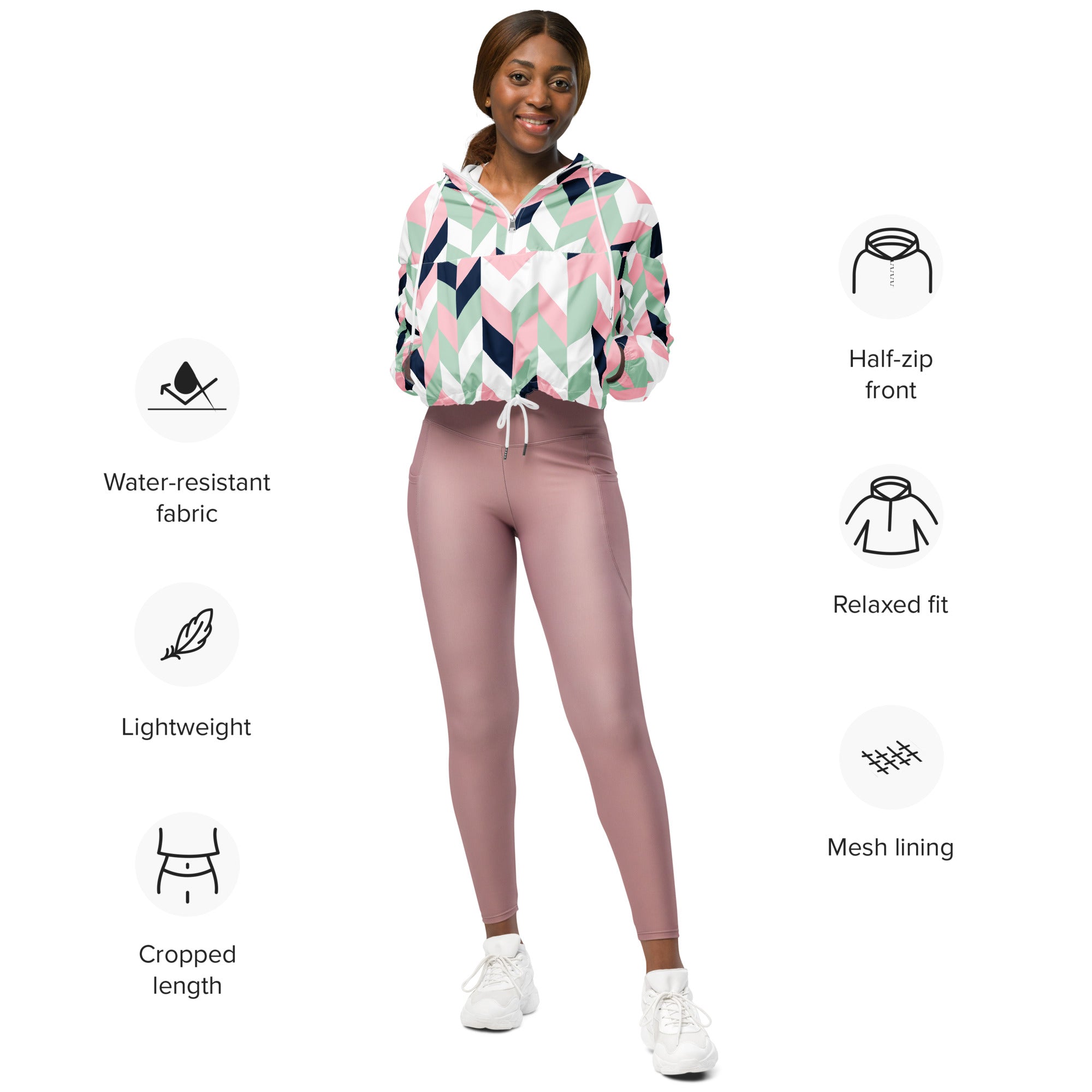 Women’s cropped windbreaker Chevron