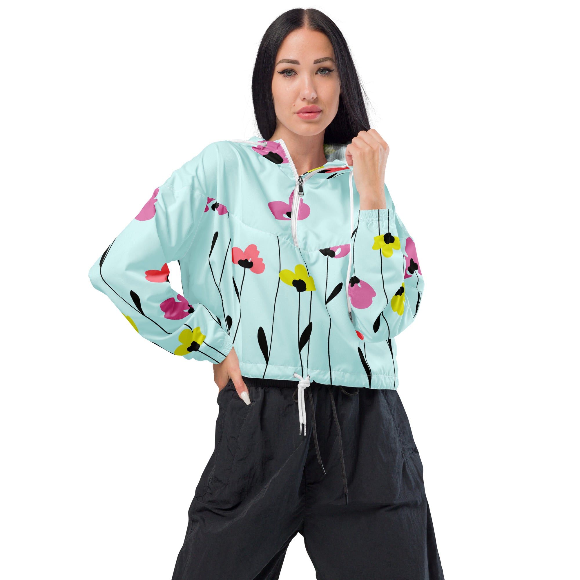 Women’s cropped windbreaker Floral I