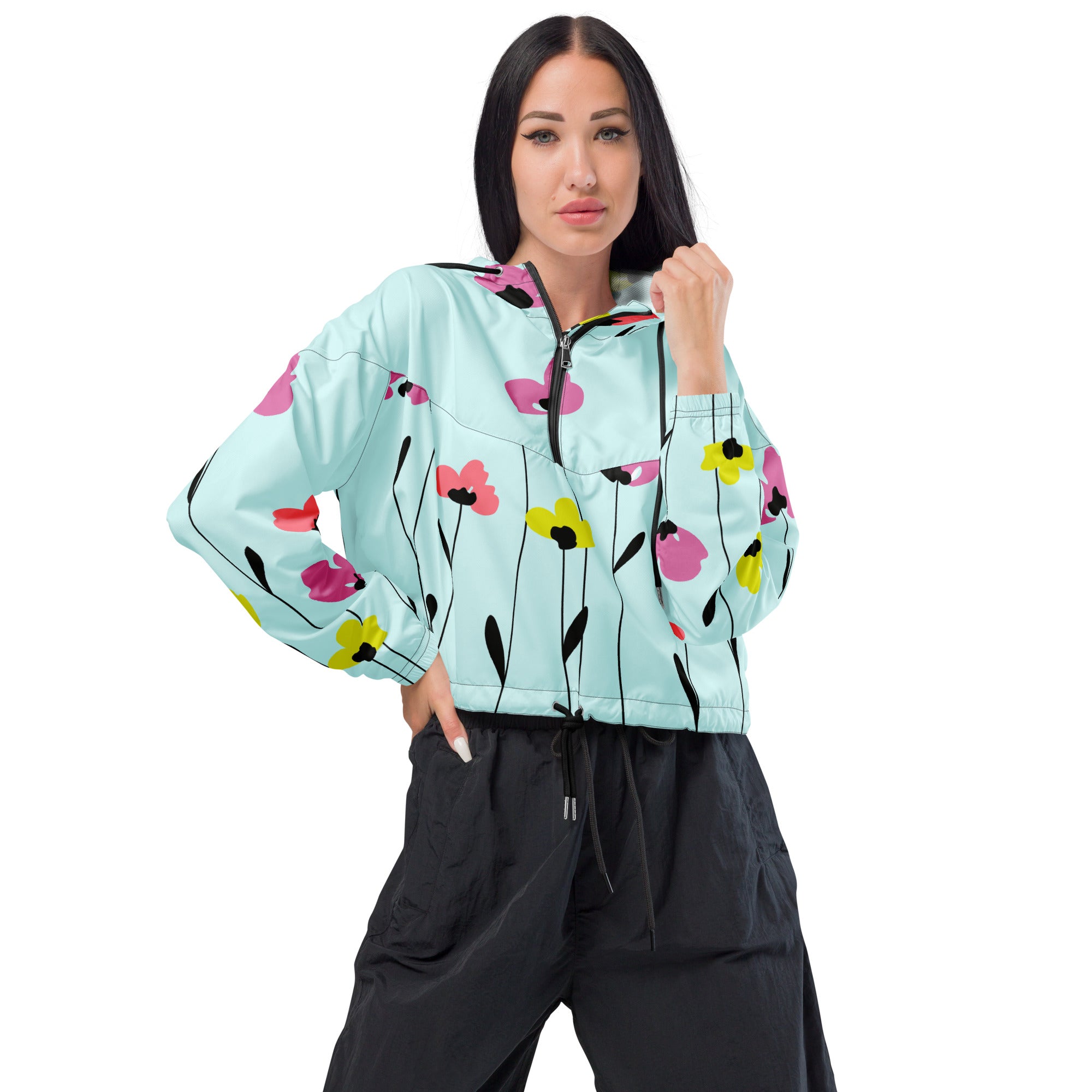 Women’s cropped windbreaker Floral I