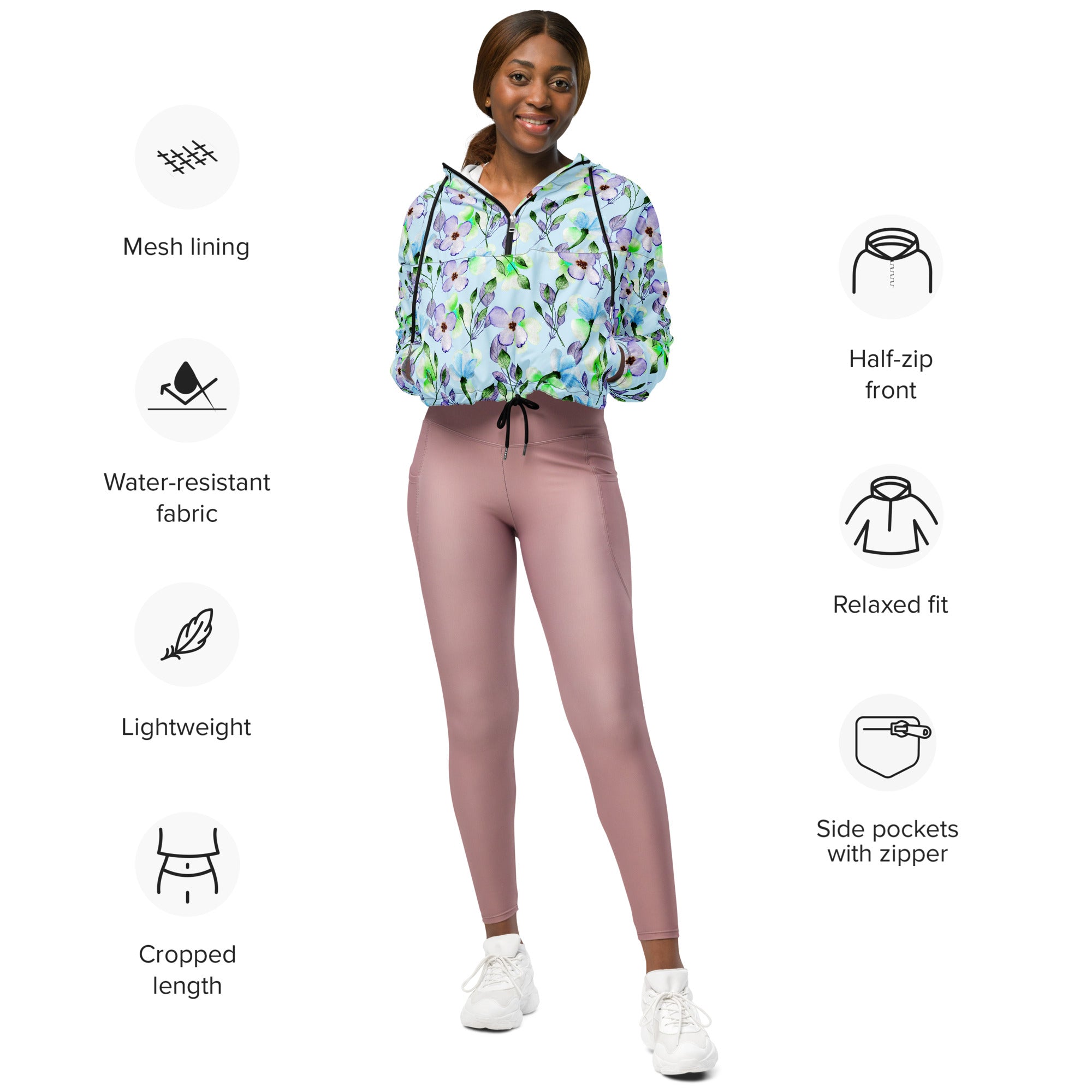 Women’s cropped windbreaker Floral III