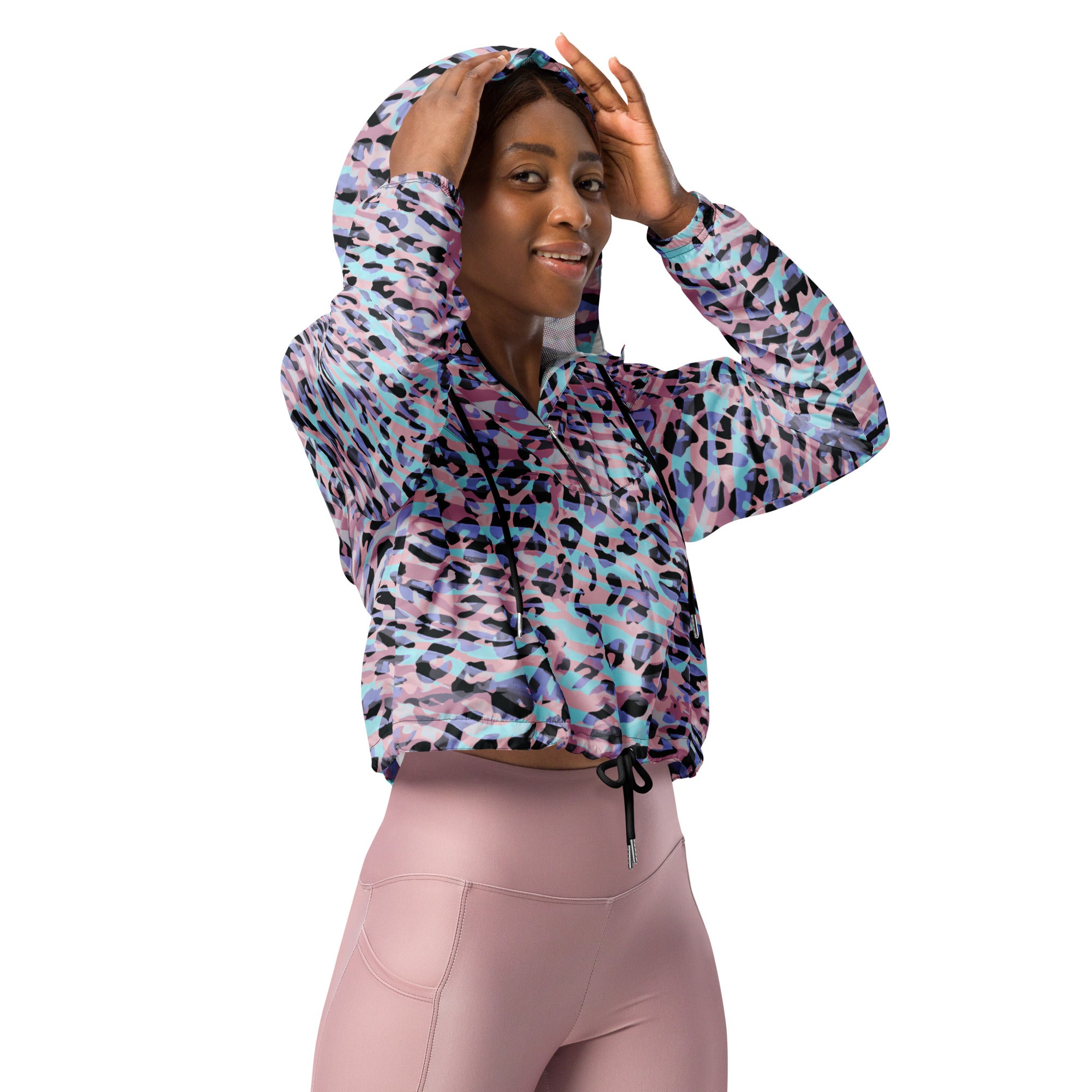 Women’s cropped windbreaker Leopard Skin I