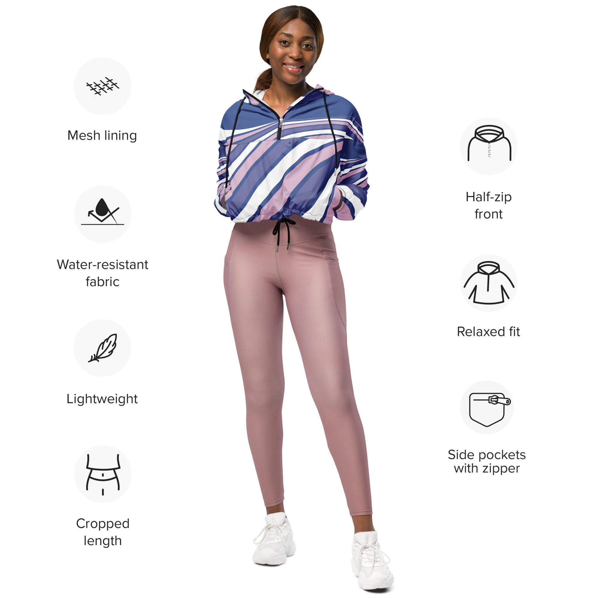 Women’s cropped windbreaker Purple Swirl