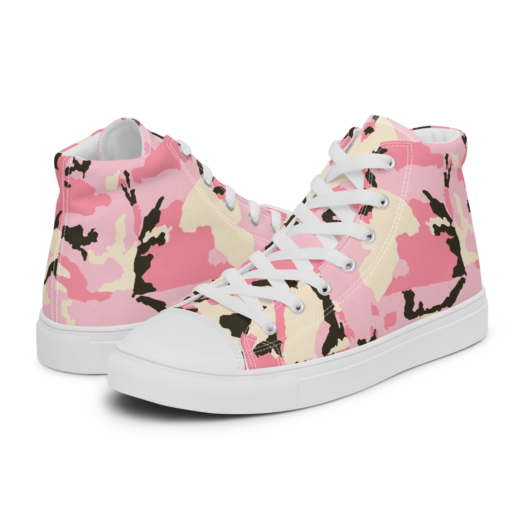 Women’s high top canvas shoes Camo Pink