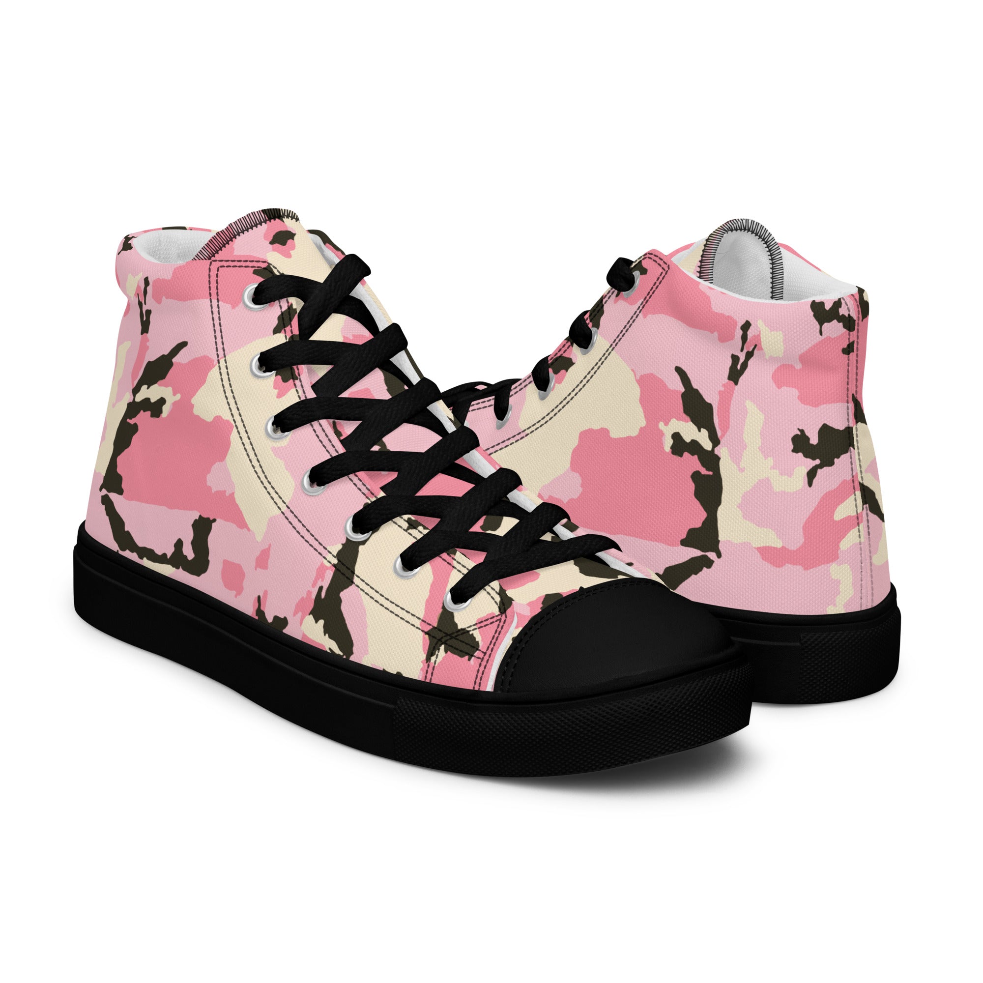 Women’s high top canvas shoes Camo Pink
