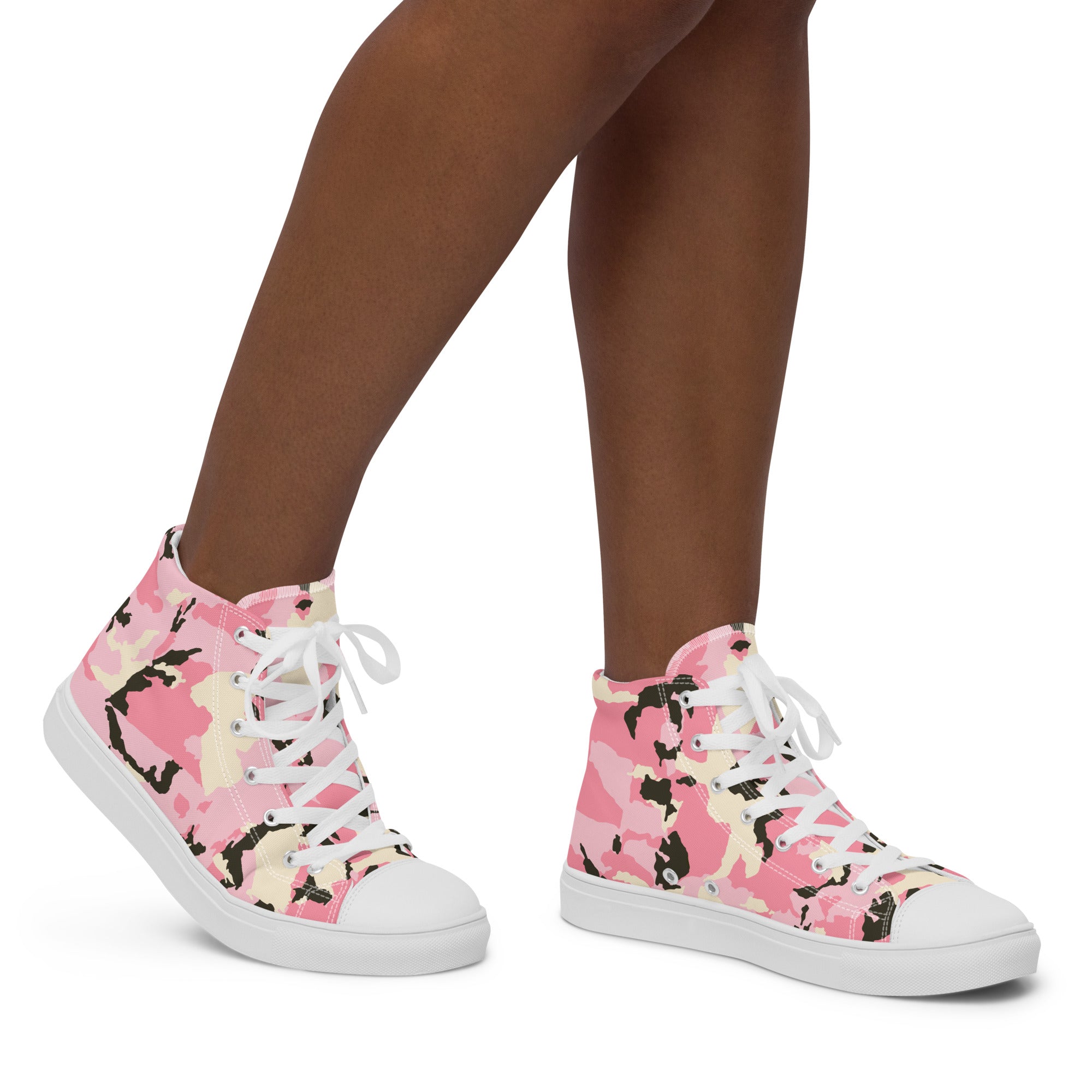 Women’s high top canvas shoes Camo Pink