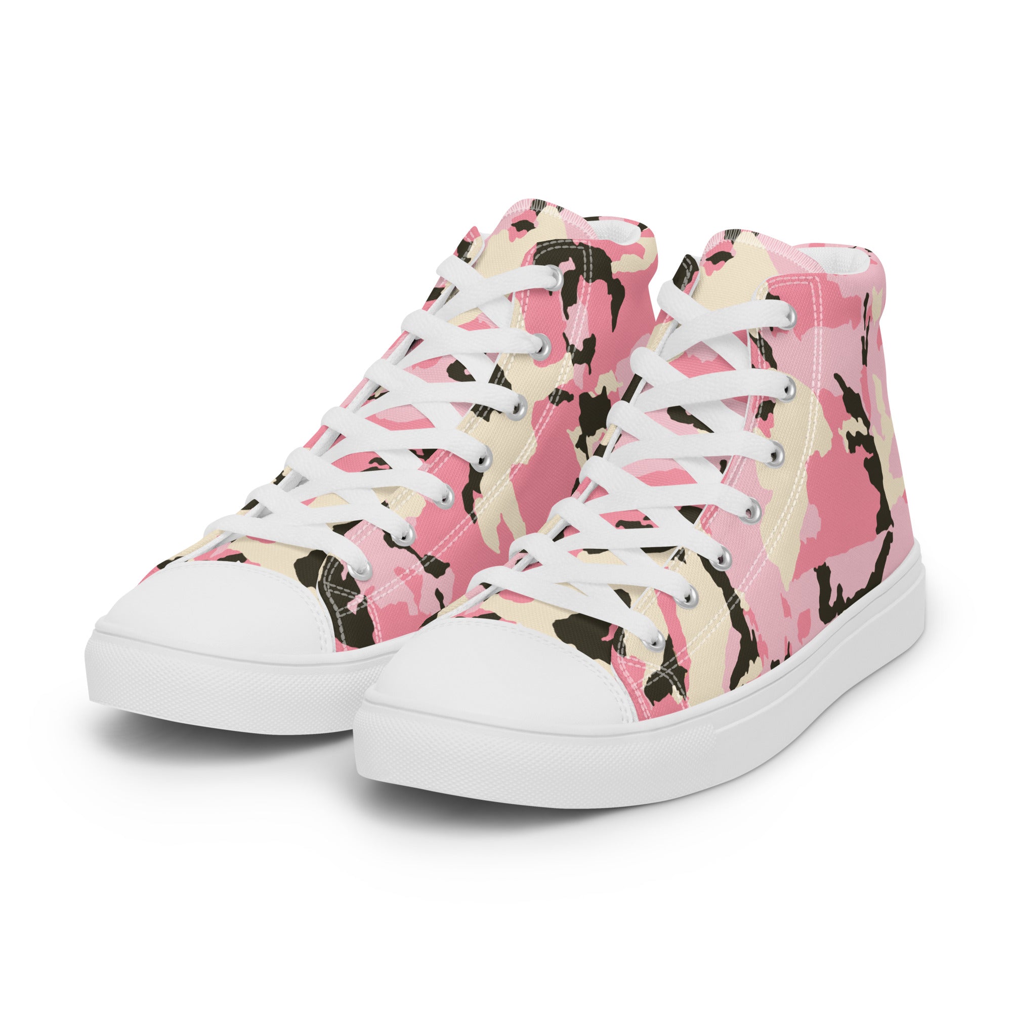 Women’s high top canvas shoes Camo Pink
