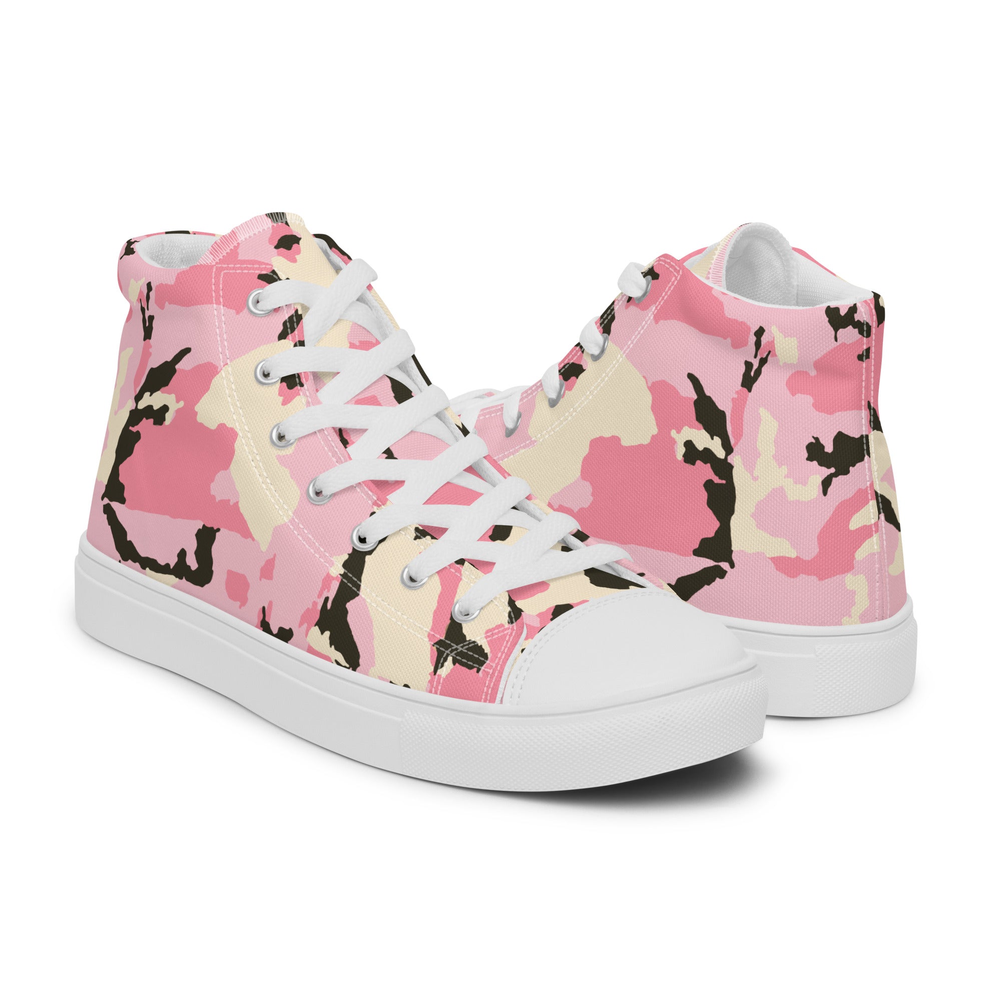 Women’s high top canvas shoes Camo Pink