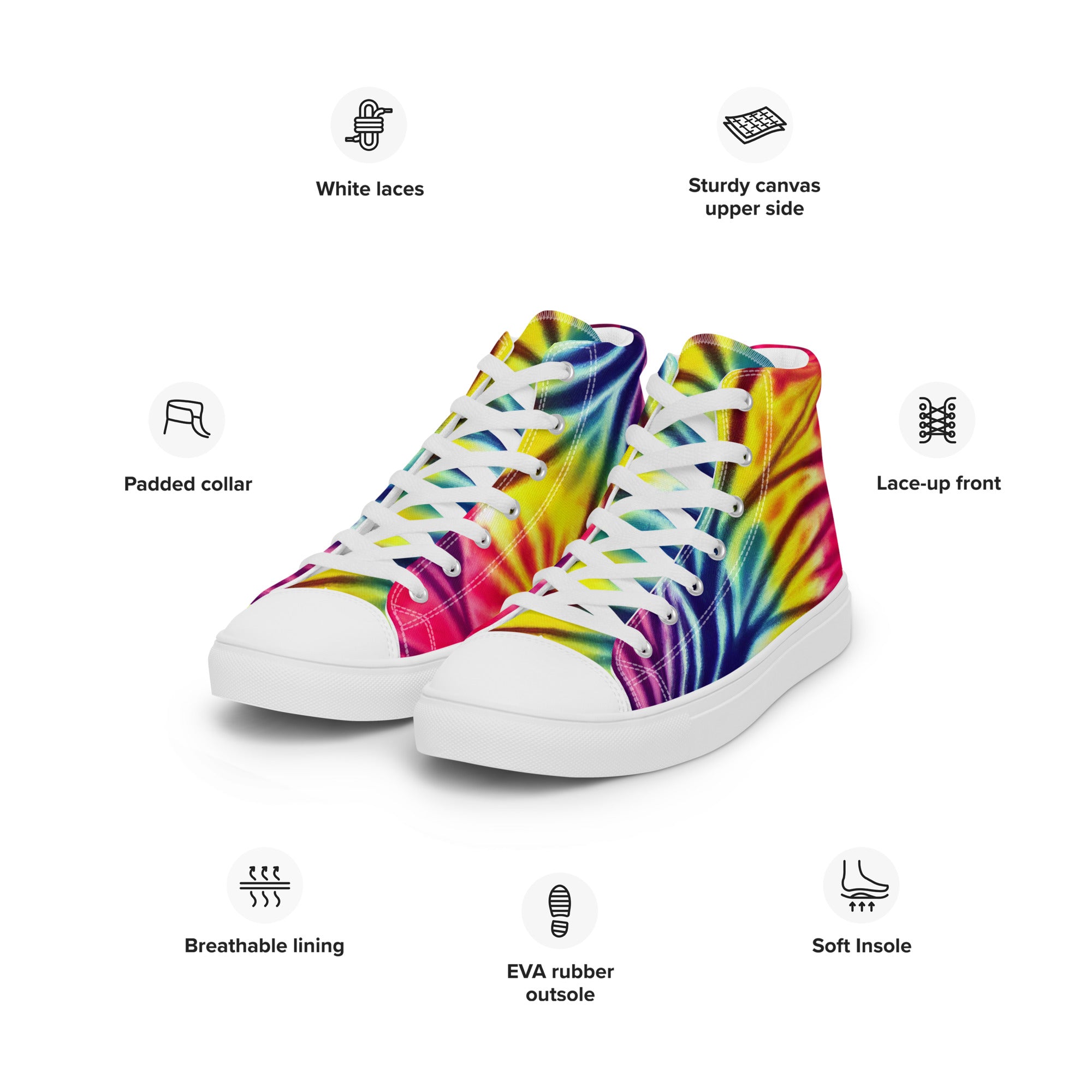 Women’s high top canvas shoes Floral Tie Dye Pattern I