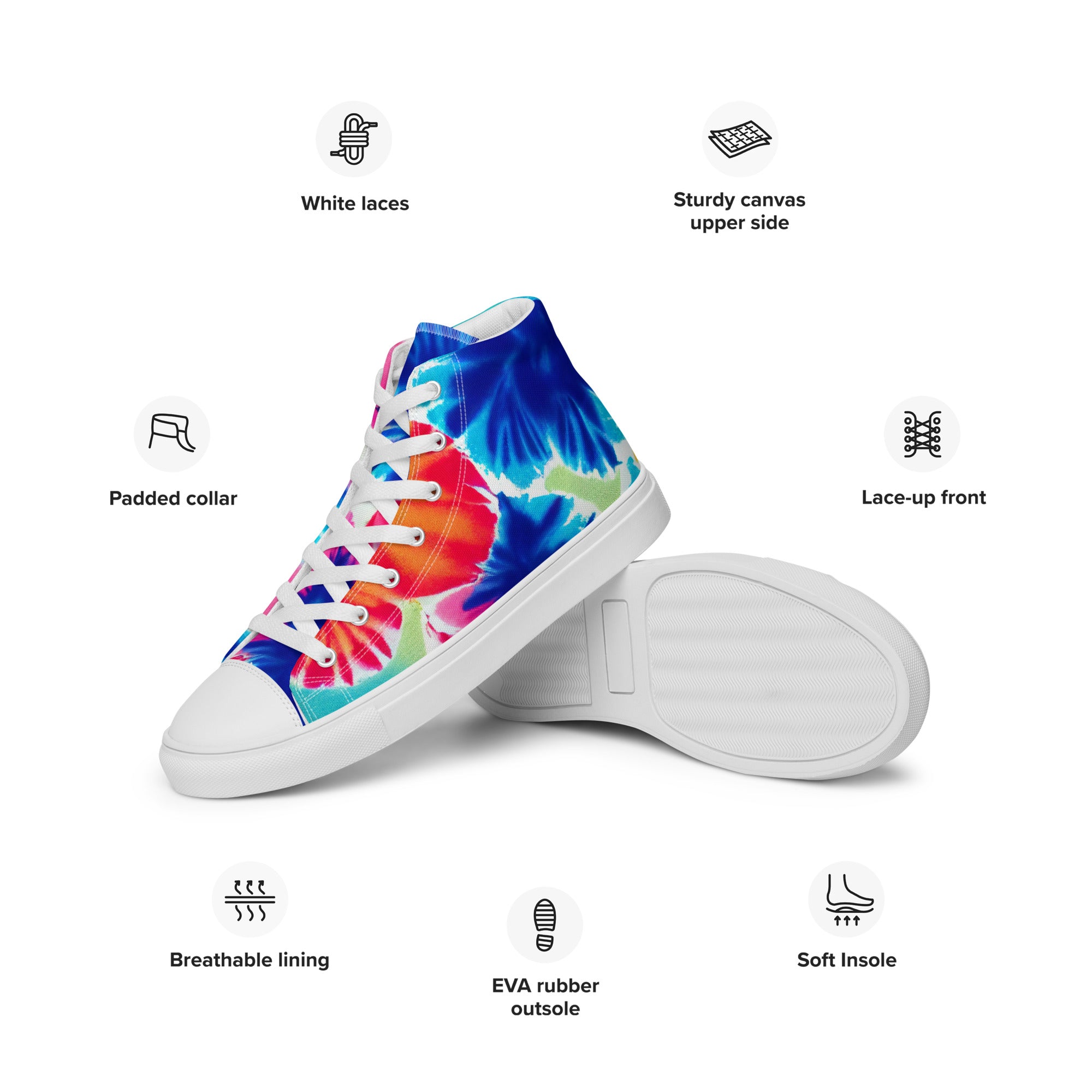 Women’s high top canvas shoes Hearts Tie Dye Pattern I