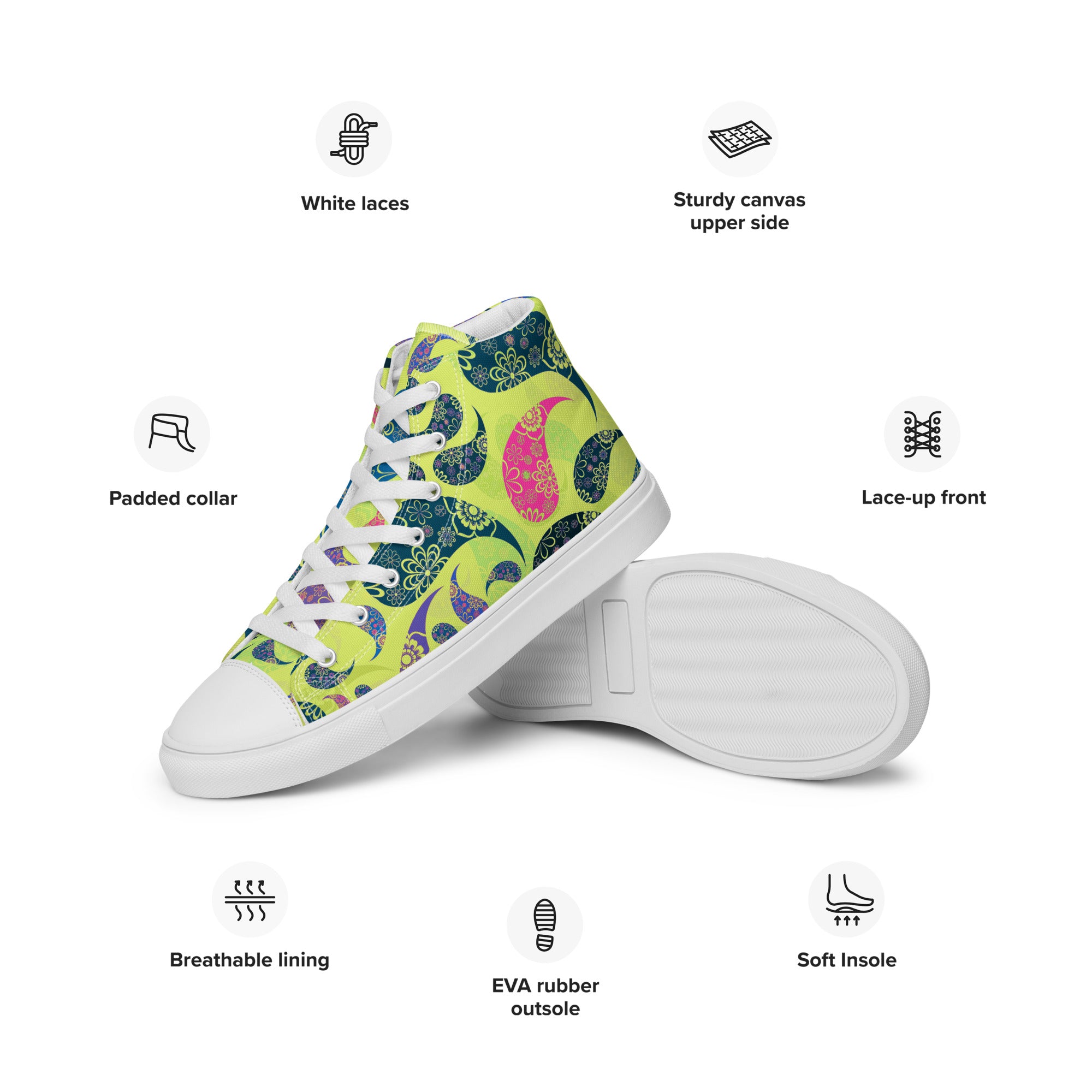 Women’s high top canvas shoes Paisley Pattern I