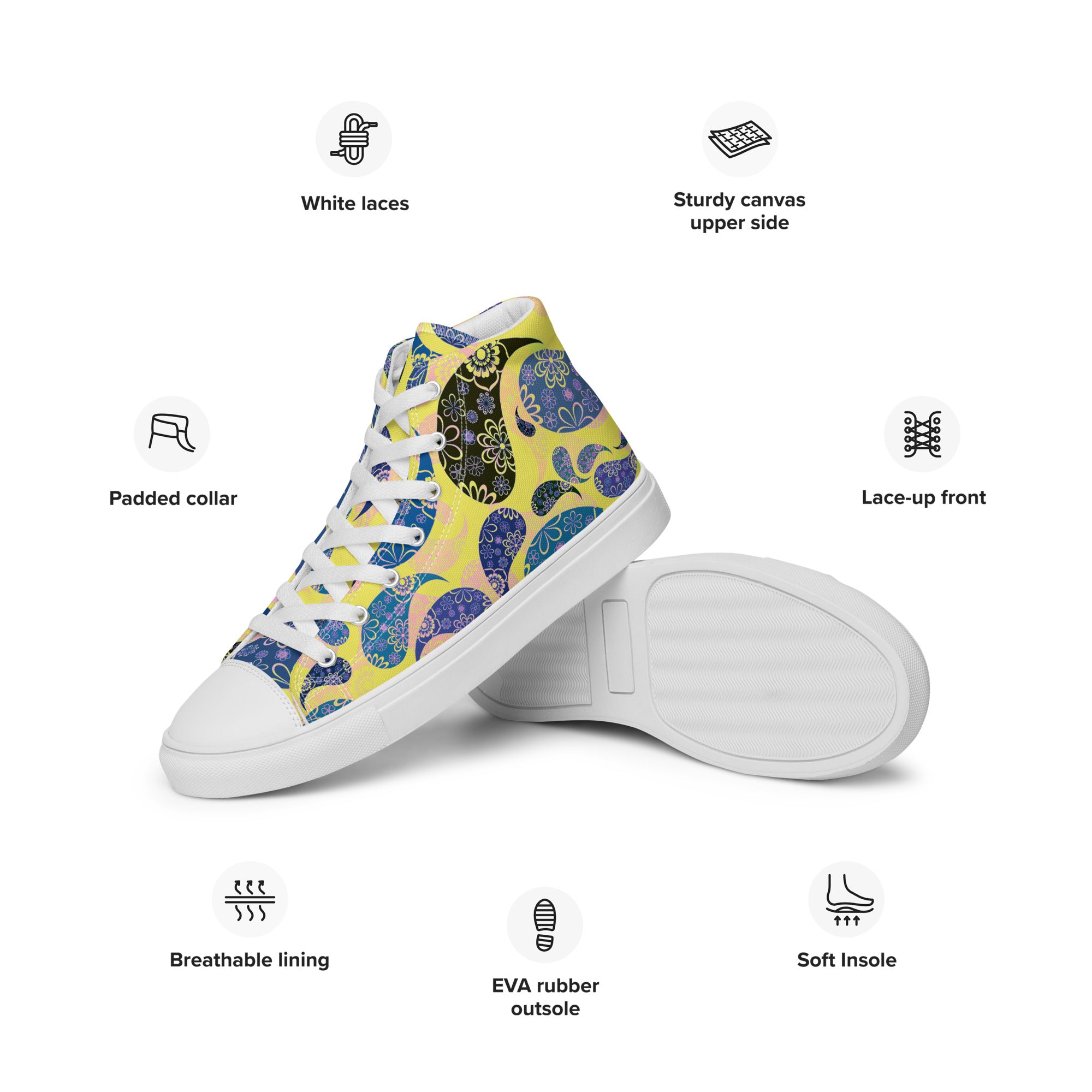 Women’s high top canvas shoes Paisley Pattern III