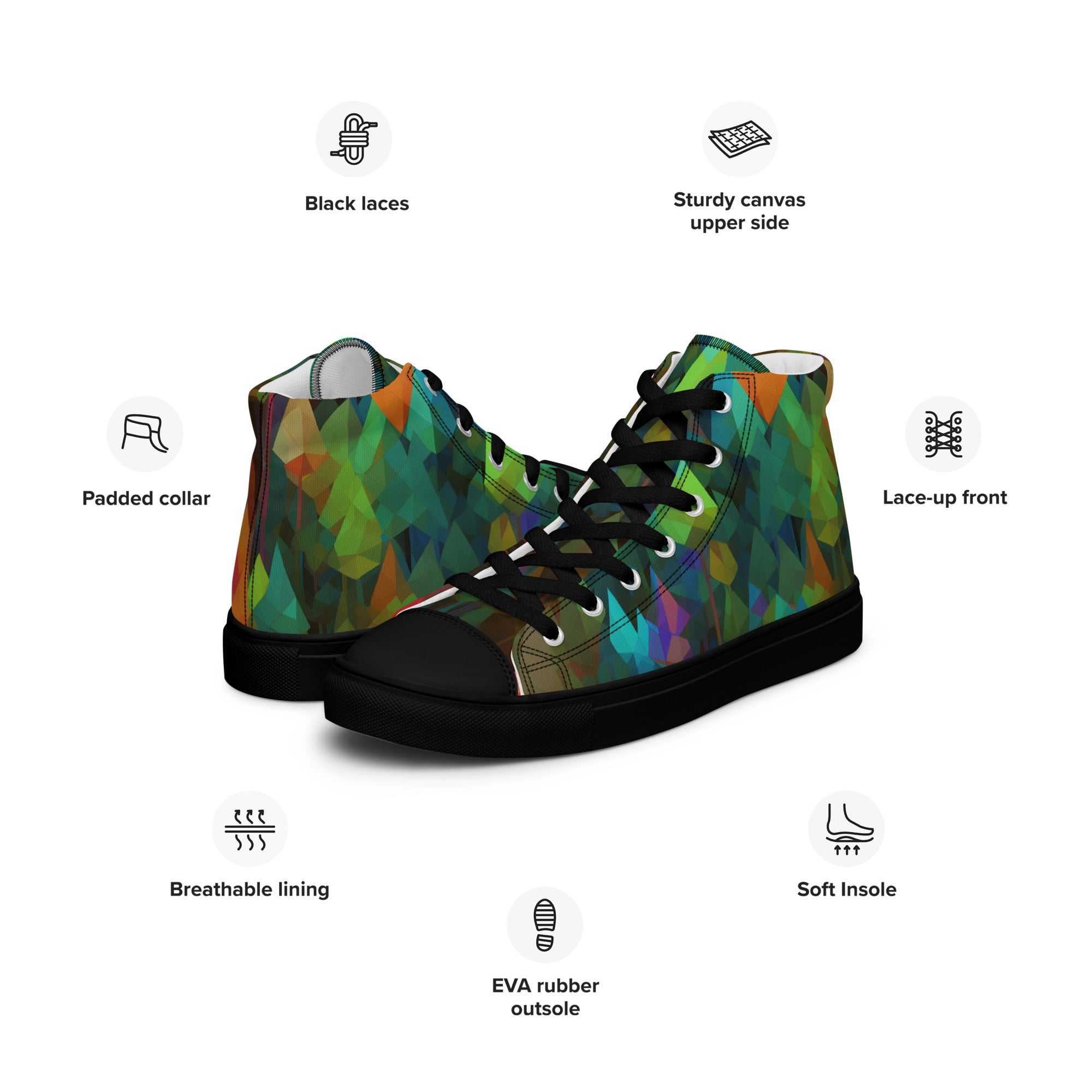 Women’s high top canvas shoes Rainbow Forest