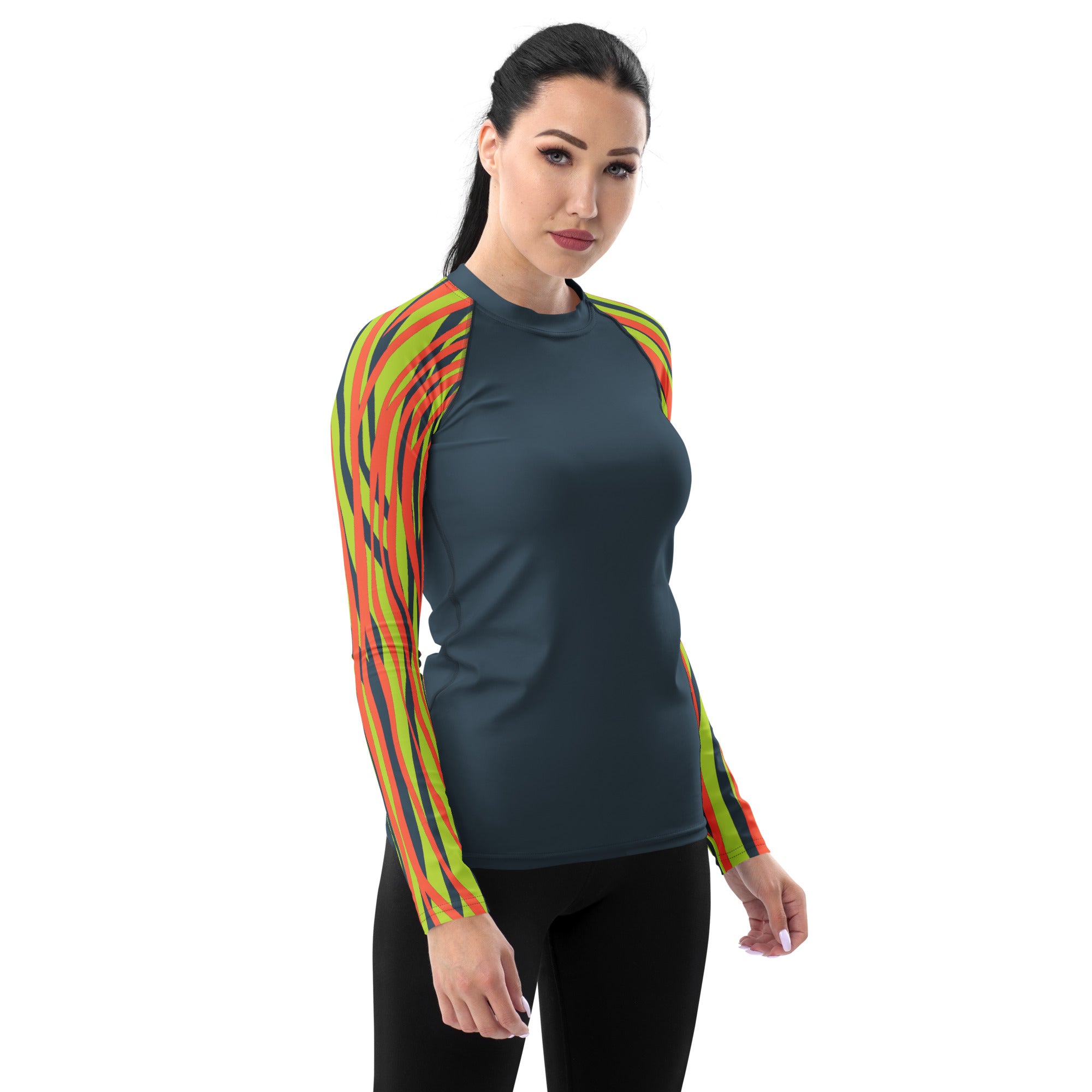 Women's Rash Guard Funky Zebra Dark Grey