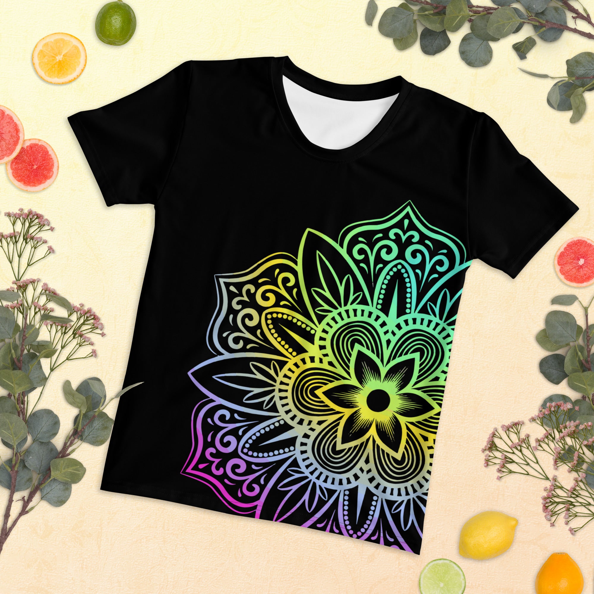 Women's T shirt Black Mandala