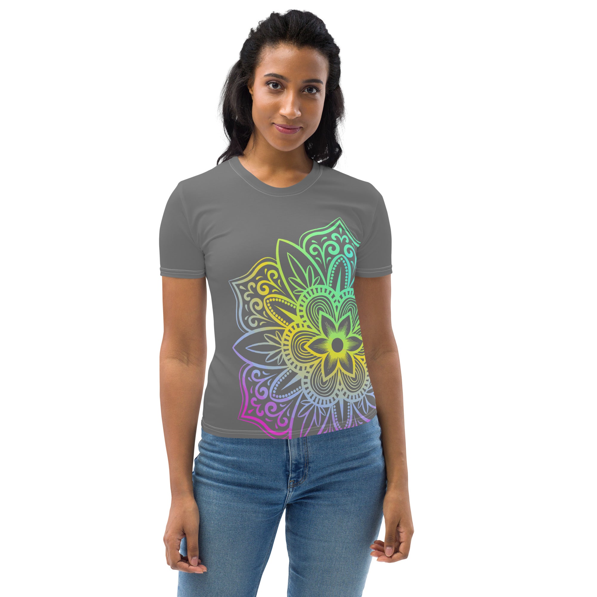 Women's T shirt Grey Mandala