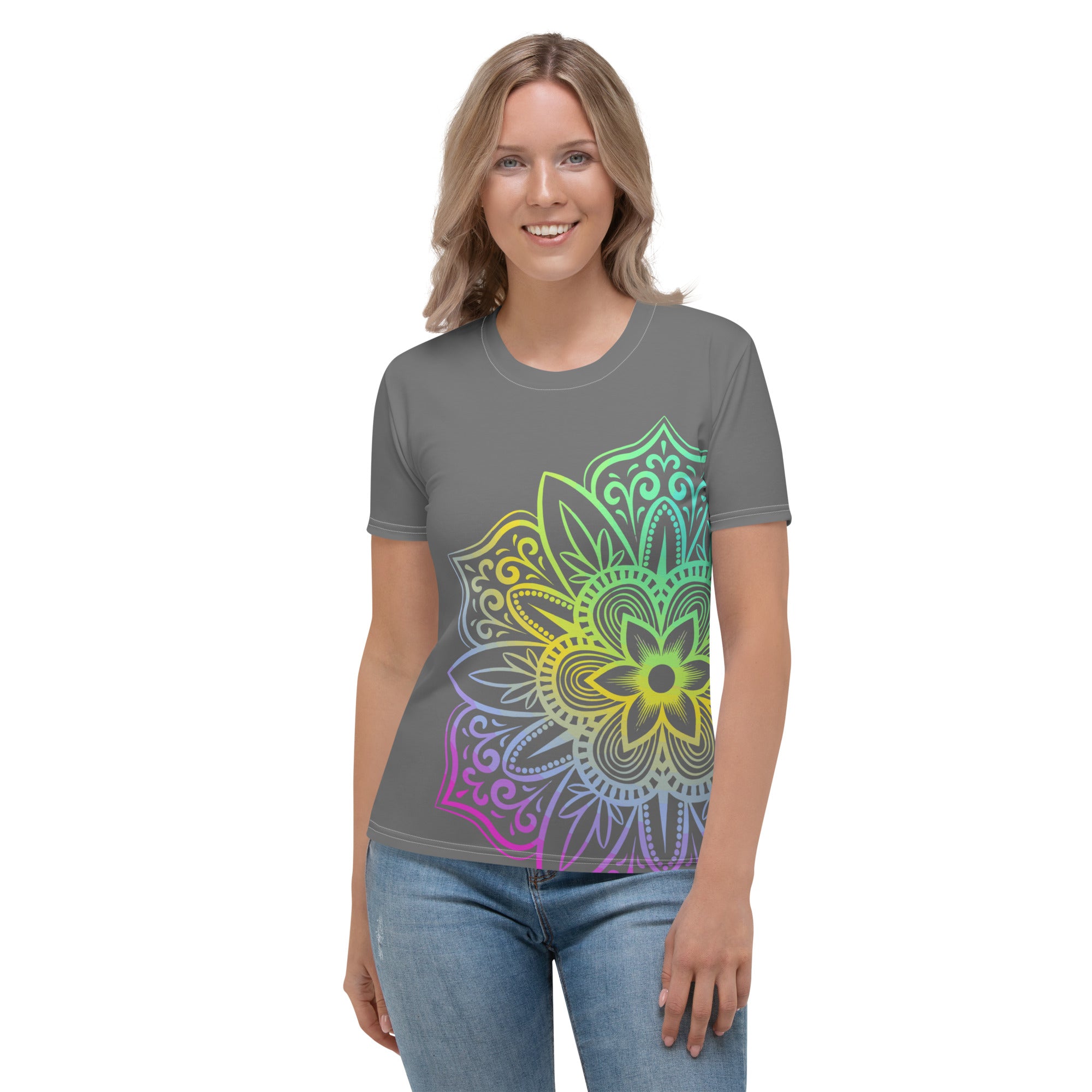 Women's T shirt Grey Mandala