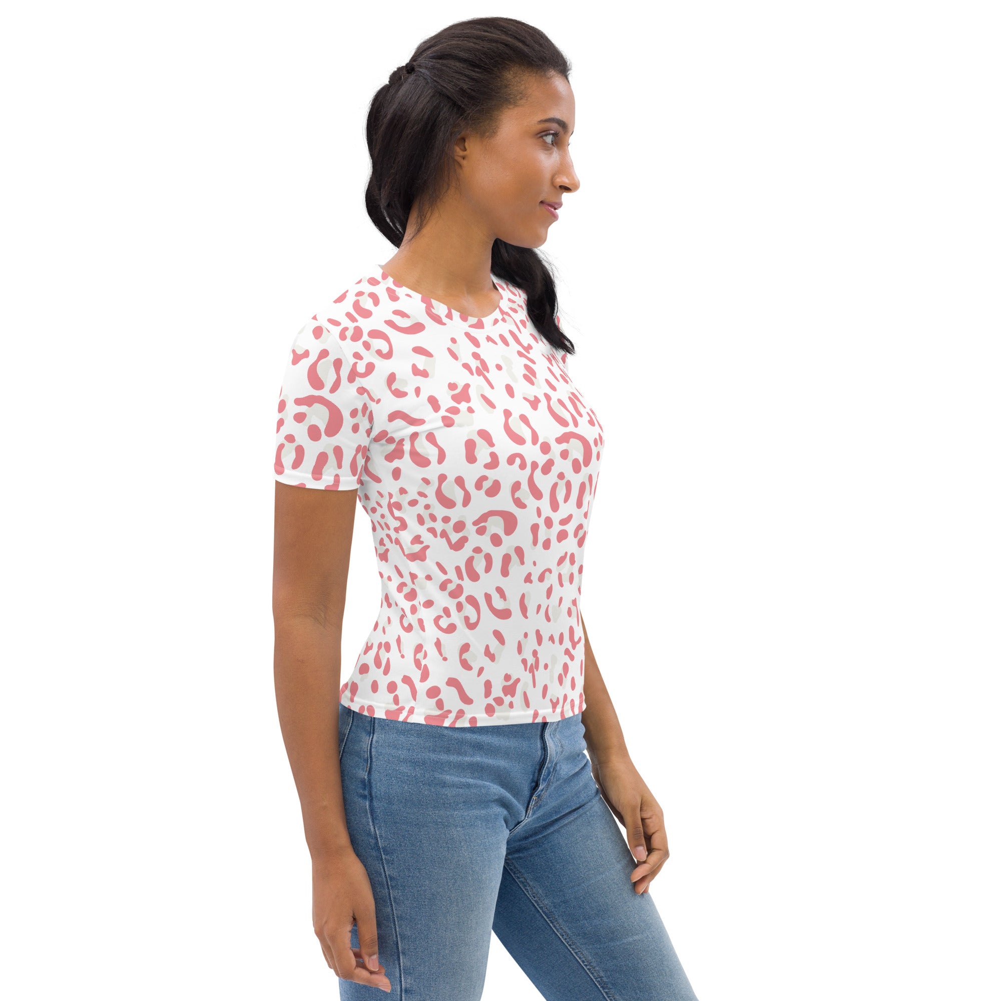 Women's T shirt Leopard skin V