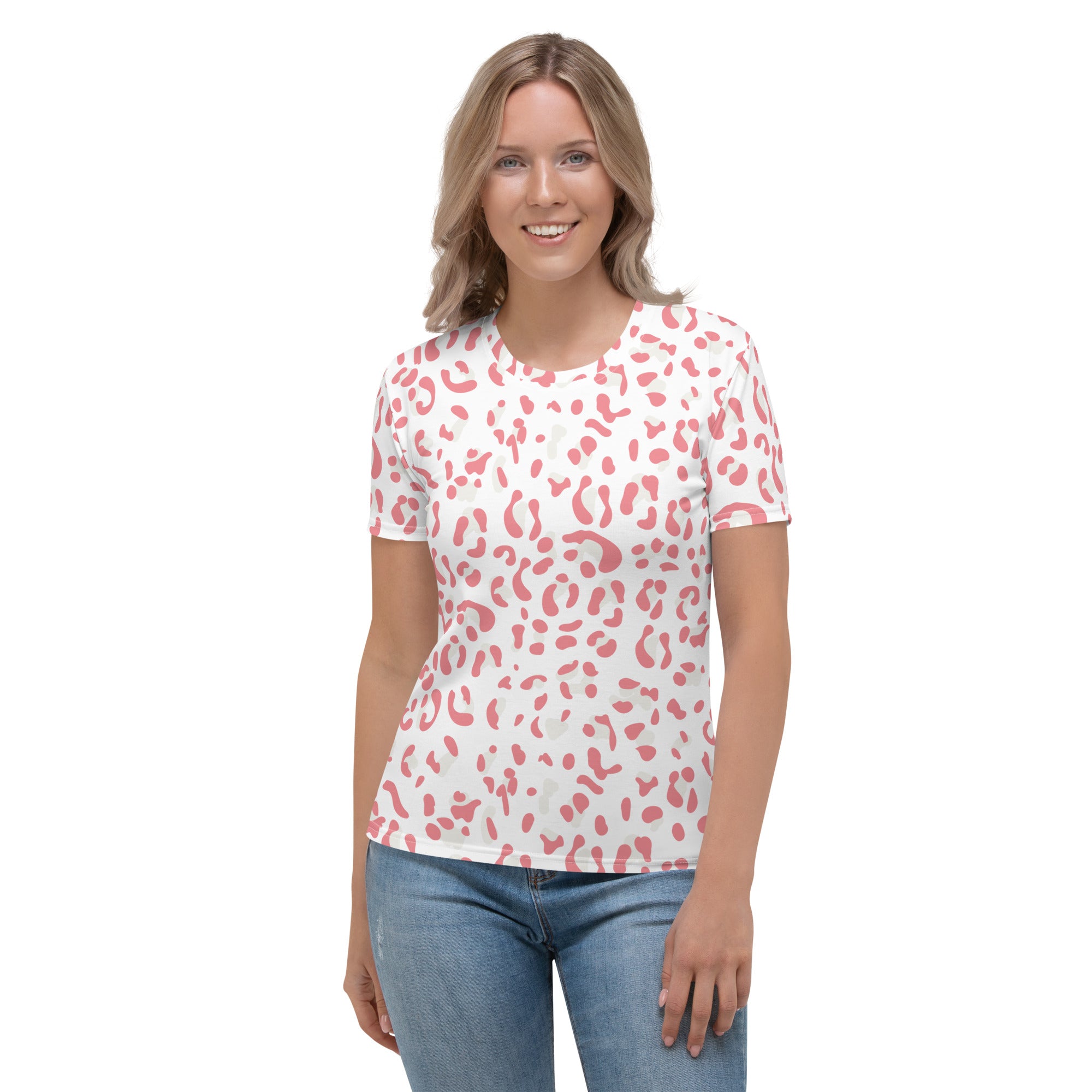 Women's T shirt Leopard skin V