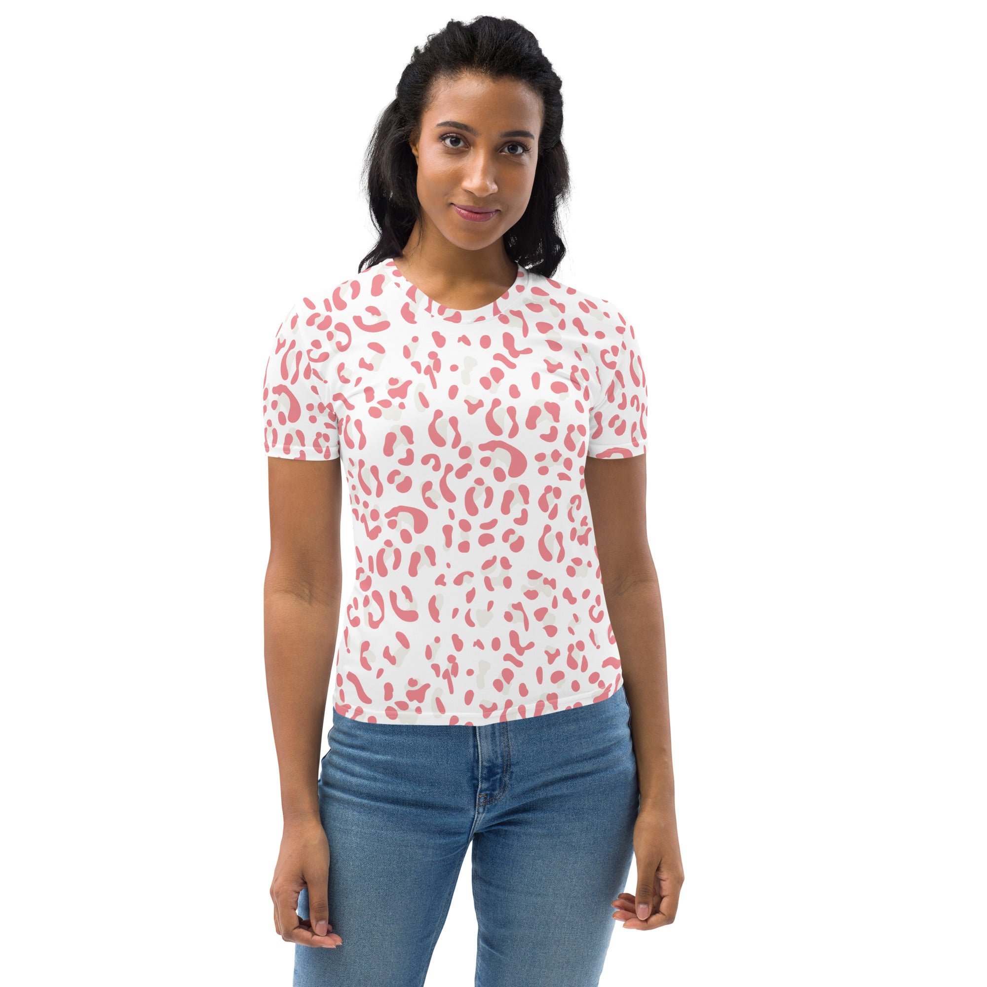 Women's T shirt Leopard skin V