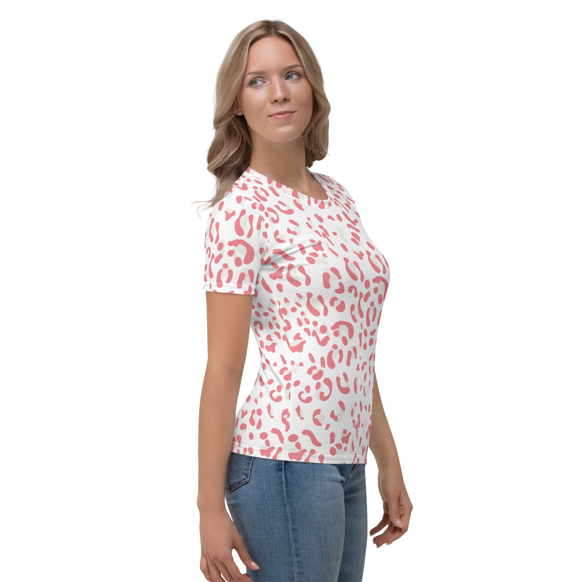 Women's T shirt Leopard skin V