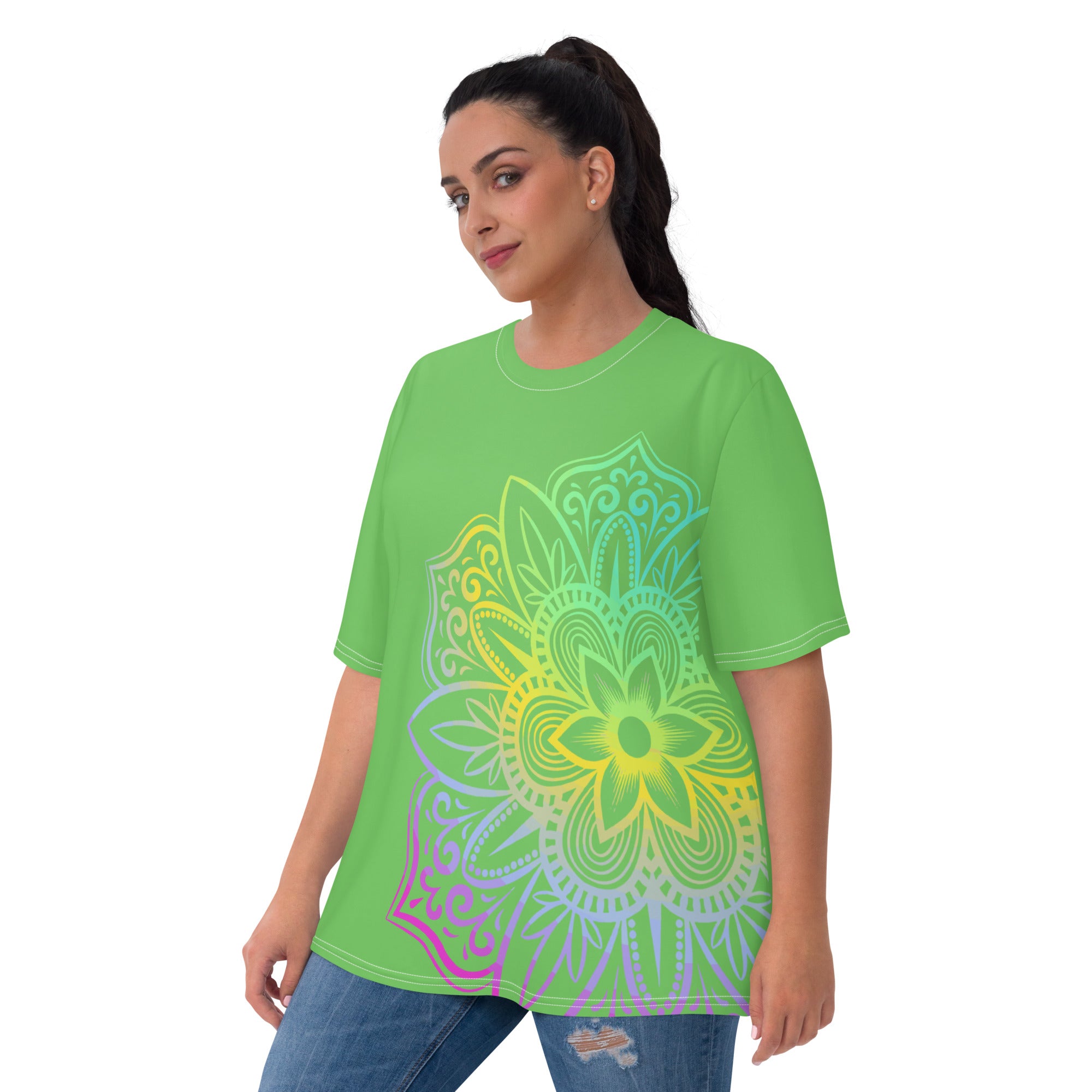 Women's T shirt Mantis Green Mandala