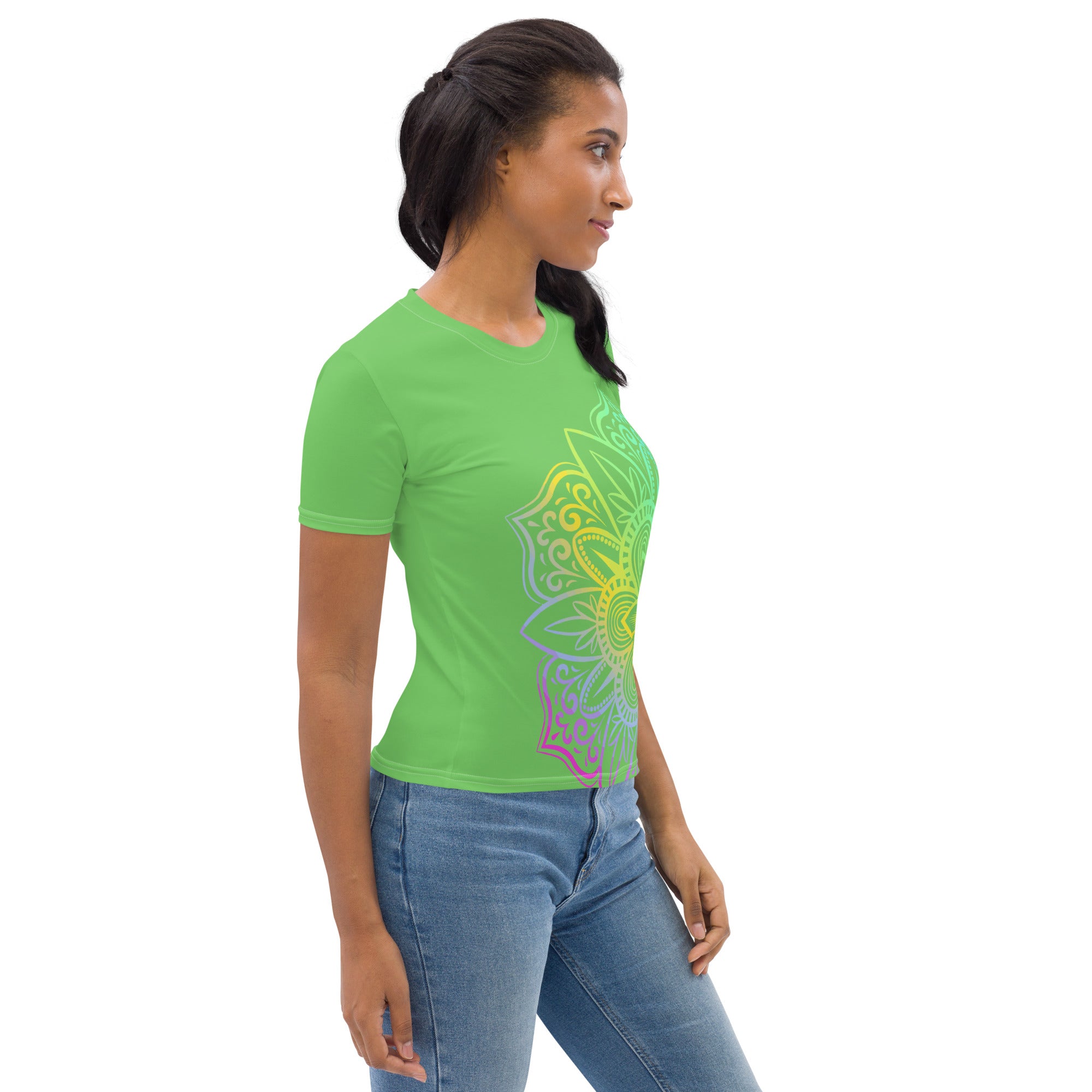 Women's T shirt Mantis Green Mandala