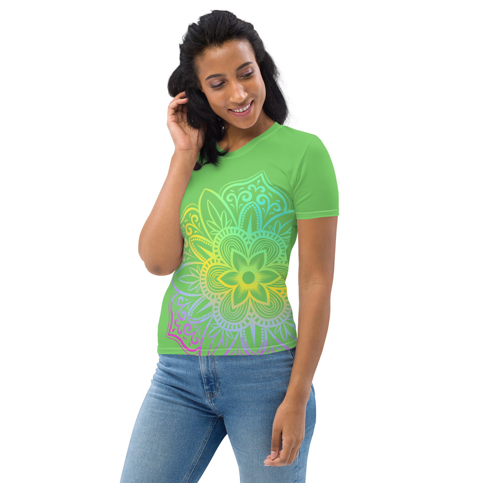 Women's T shirt Mantis Green Mandala