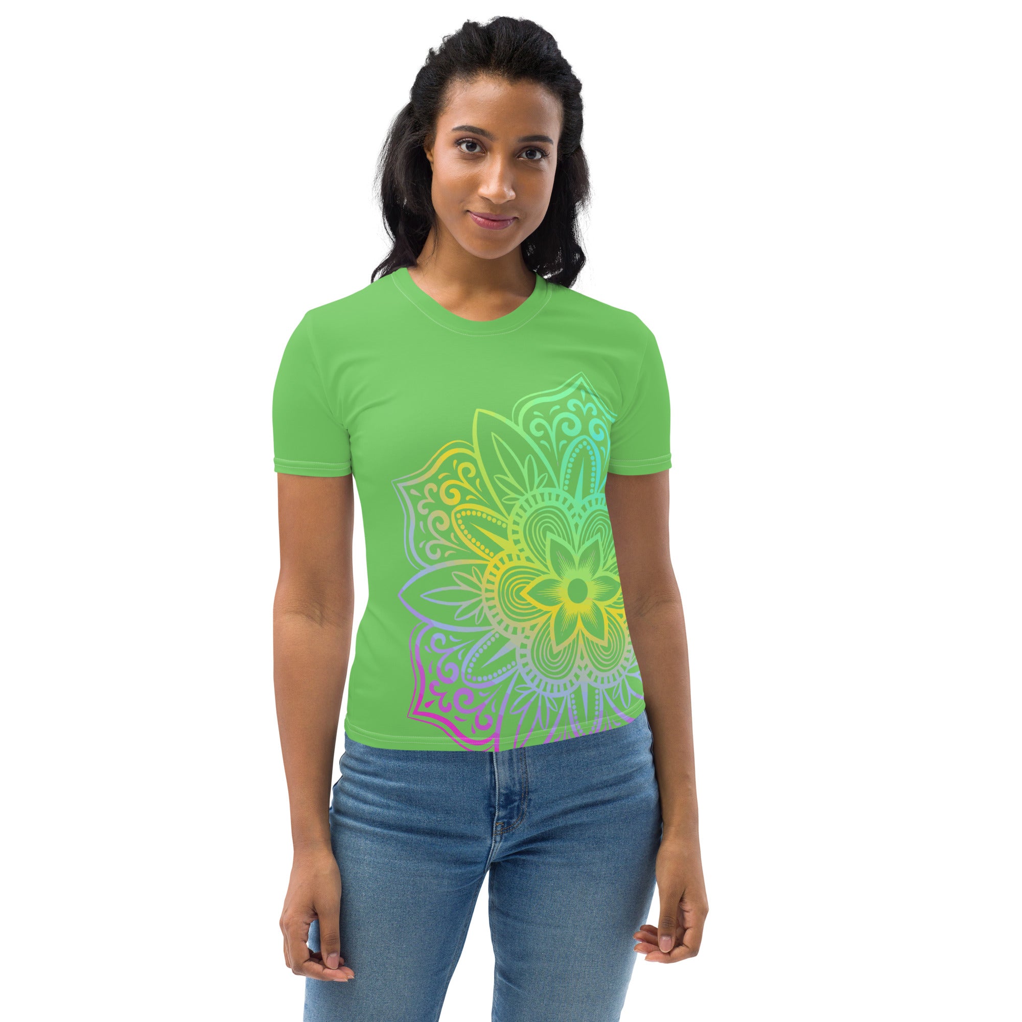 Women's T shirt Mantis Green Mandala