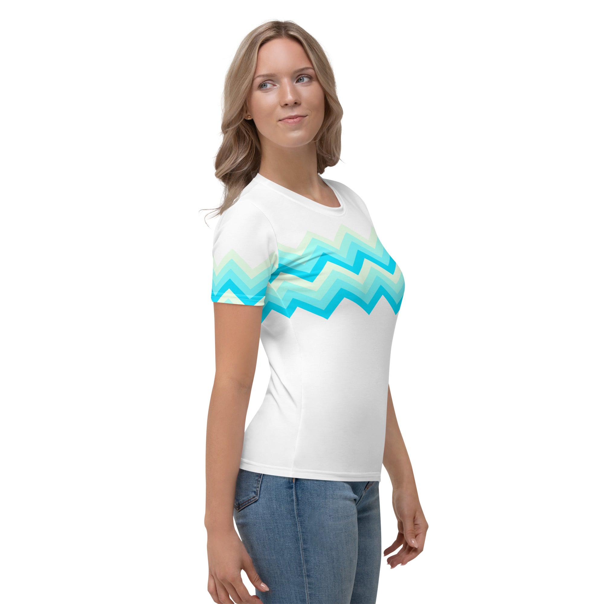 Women's T shirt Multicolor Zigzag II White