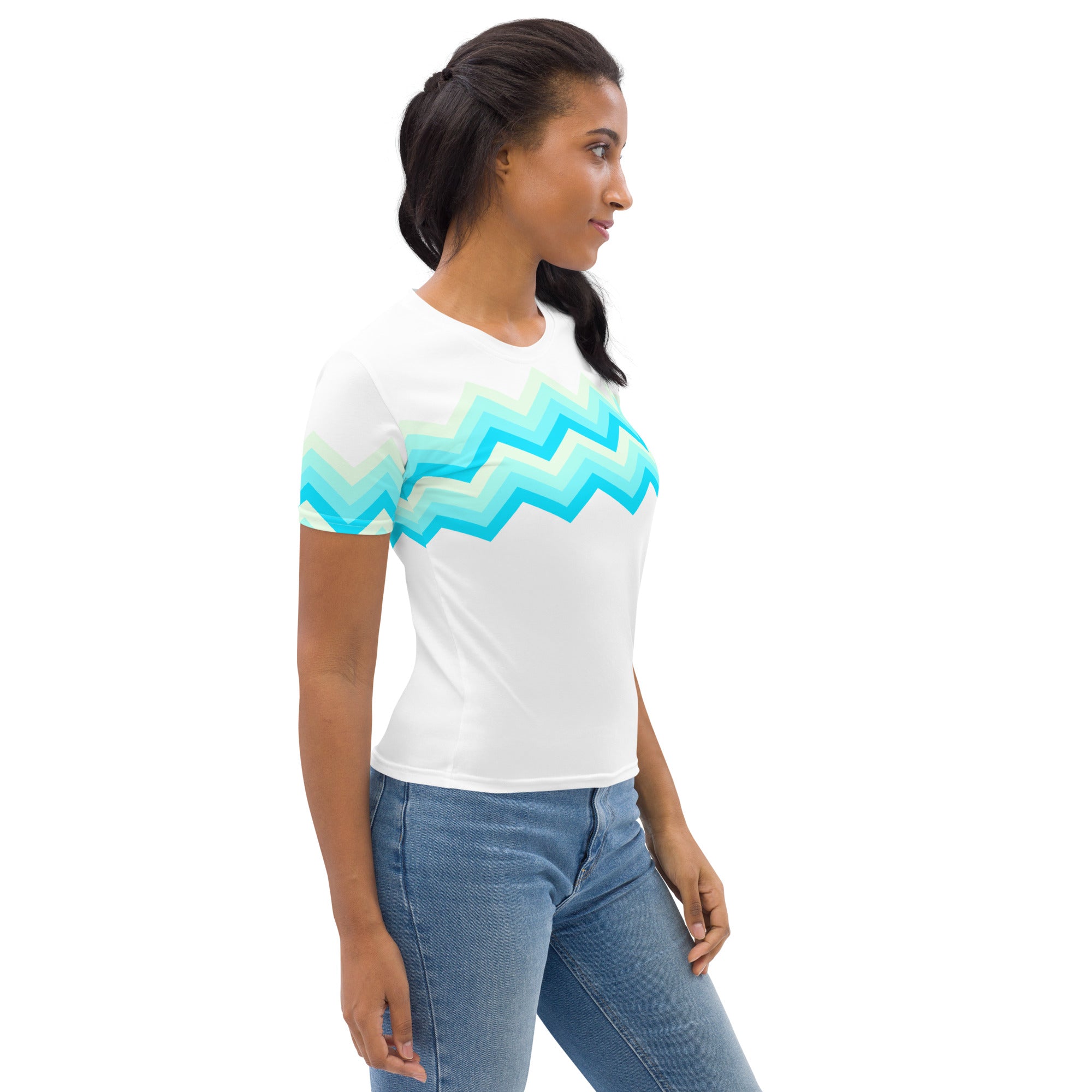 Women's T shirt Multicolor Zigzag II White