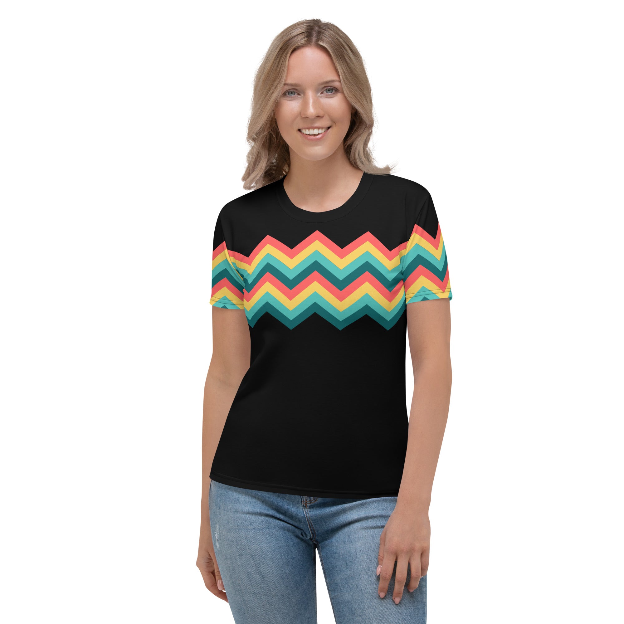 Women's T shirt Multicolor Zigzag III Black