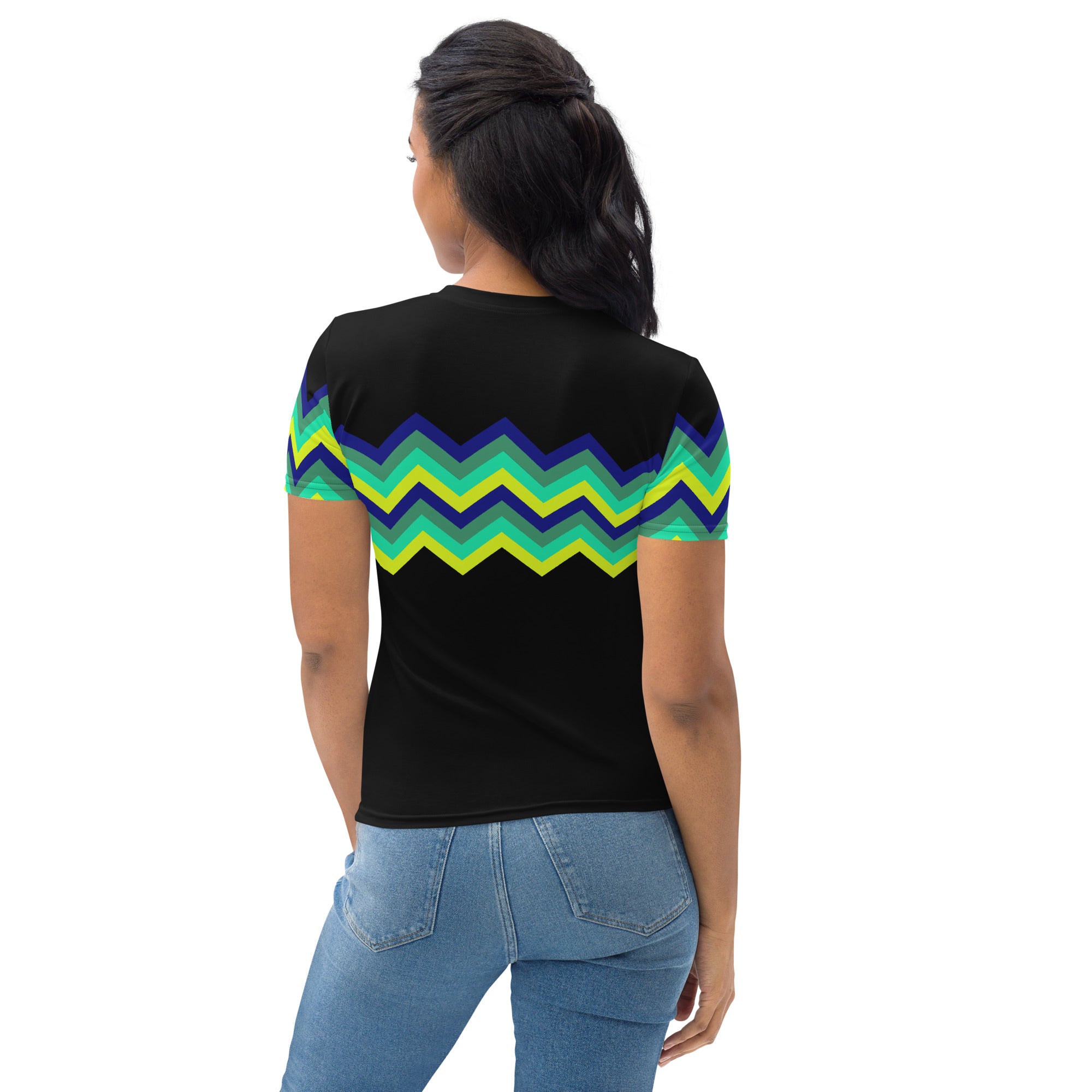Women's T shirt Multicolor Zigzag IV Black