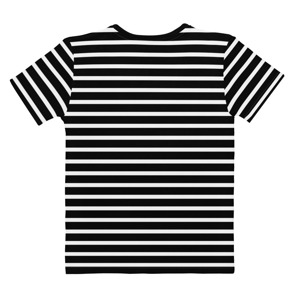 Women's T shirt White and Black Striped