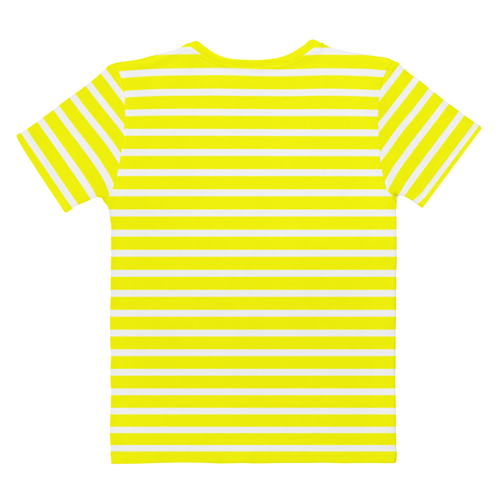 Women's T shirt White and Yellow Striped
