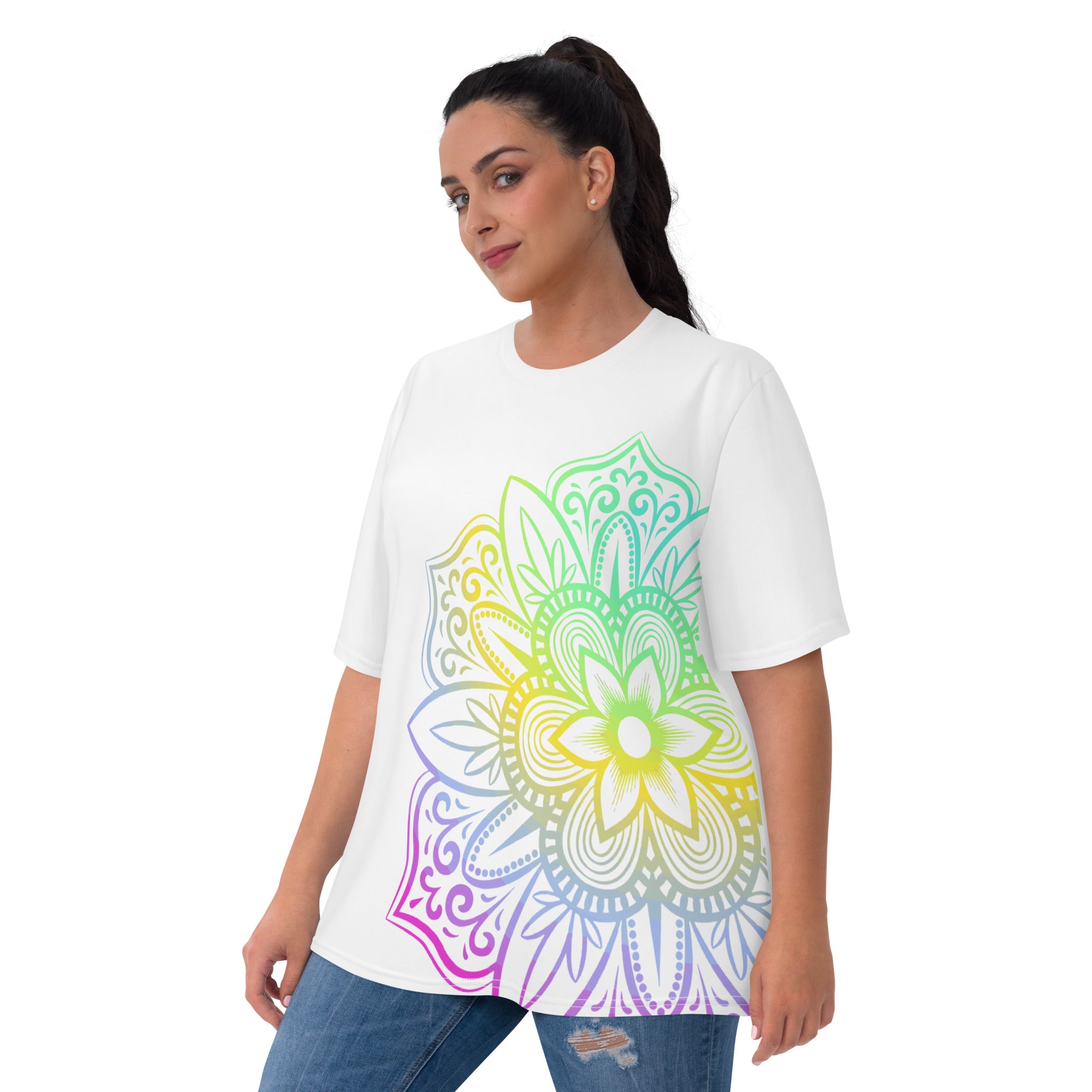 Women's T shirt White Mandala