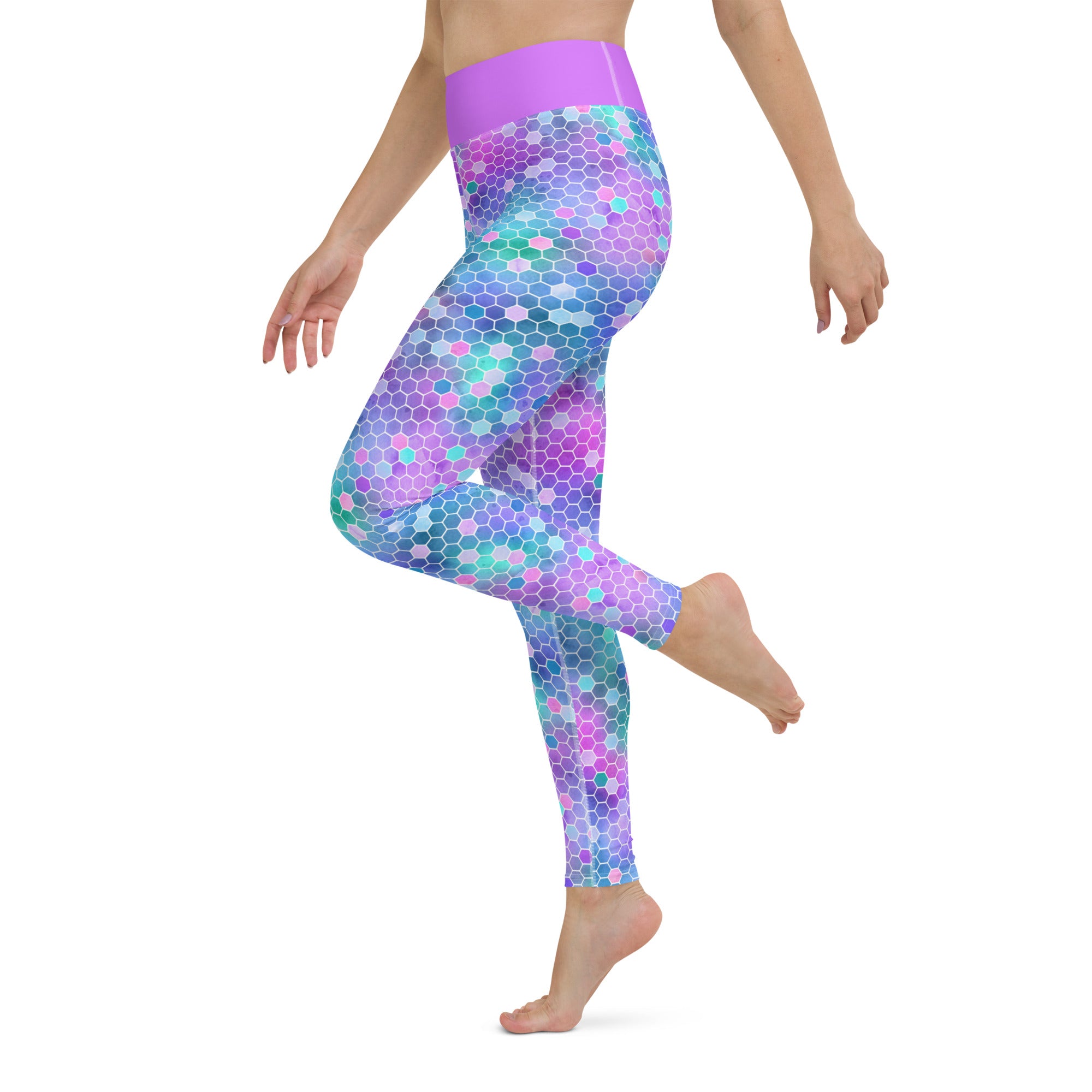 Yoga Leggings Honeycomb Pink and Purple