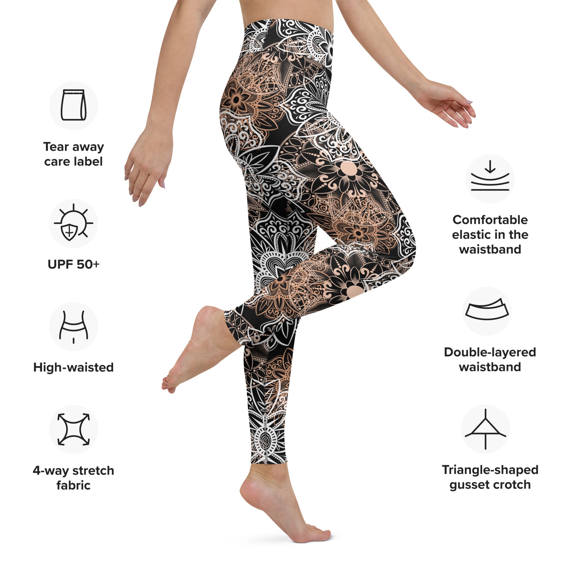 Yoga Leggings Mandala Brown and Black
