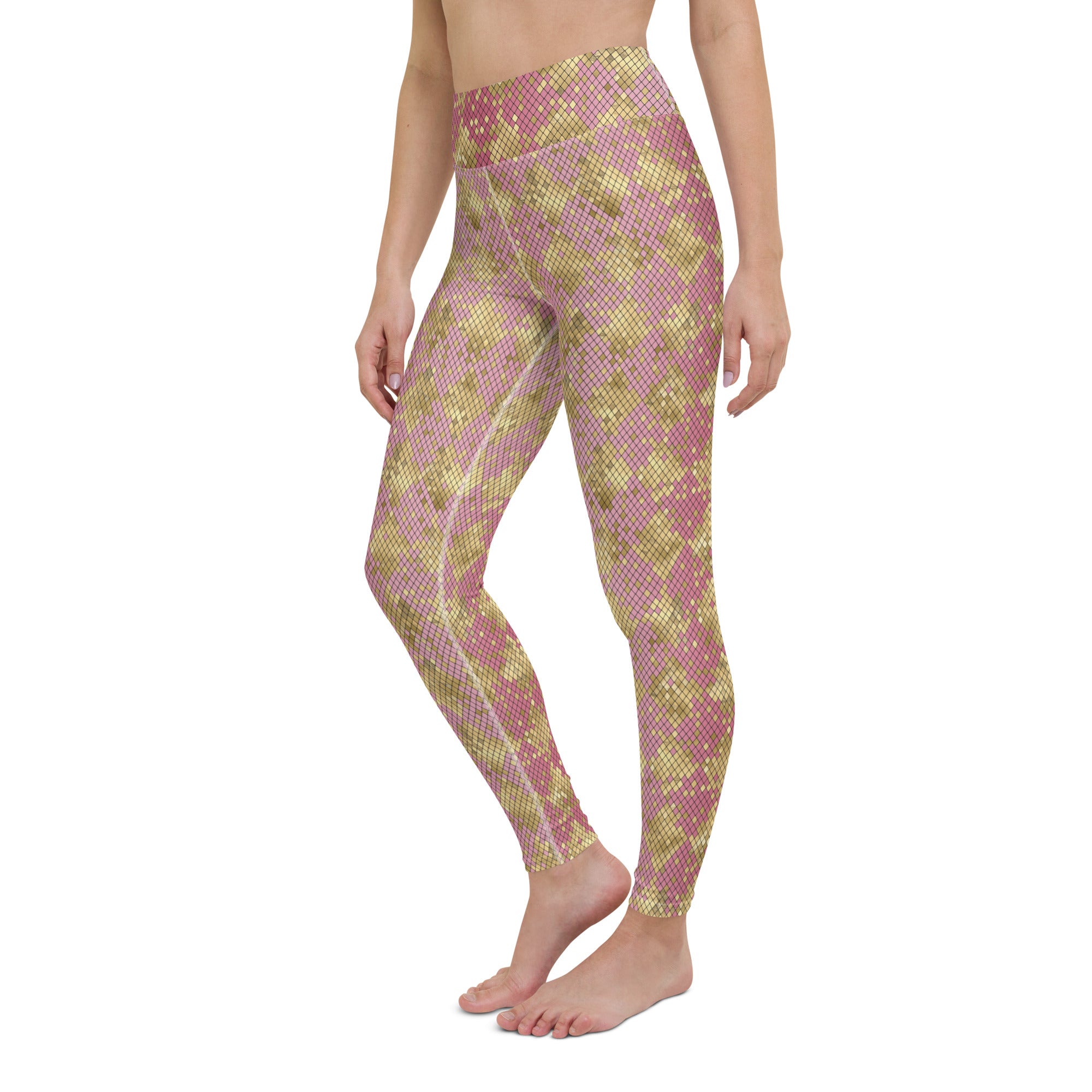 Yoga Leggings Snake Print Gold and Pink