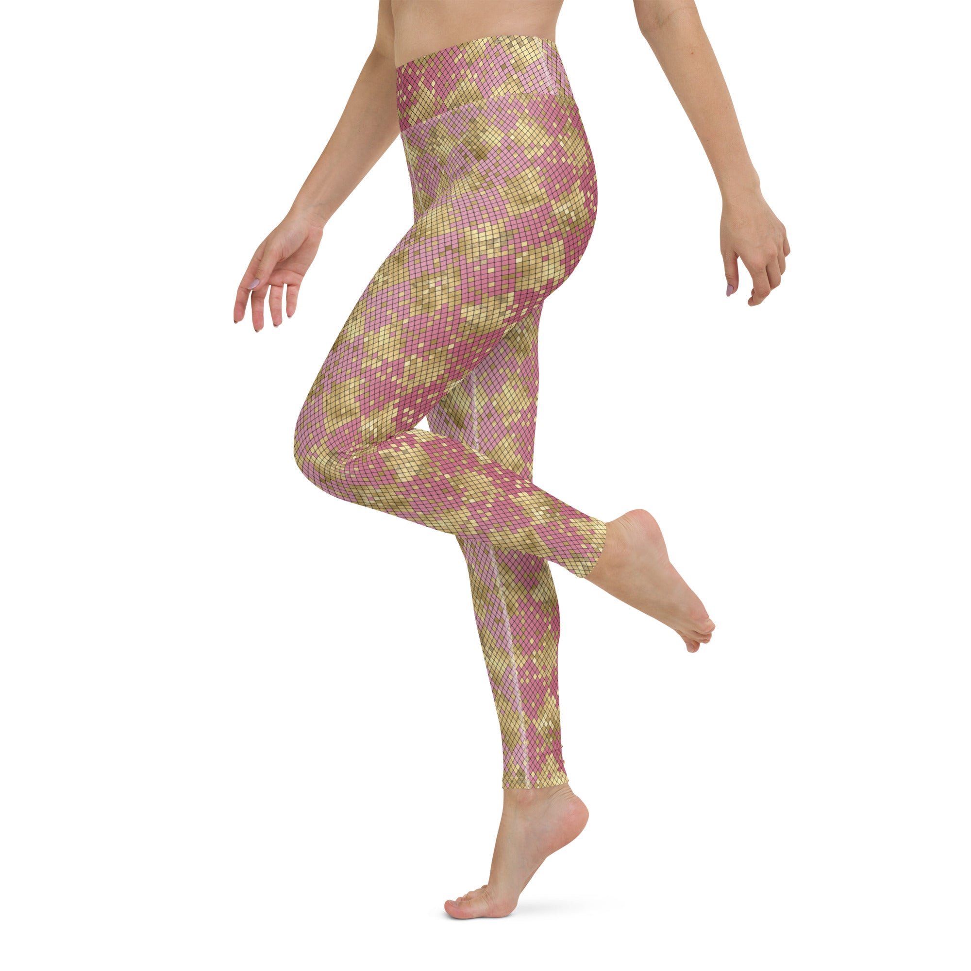 Yoga Leggings Snake Print Gold and Pink
